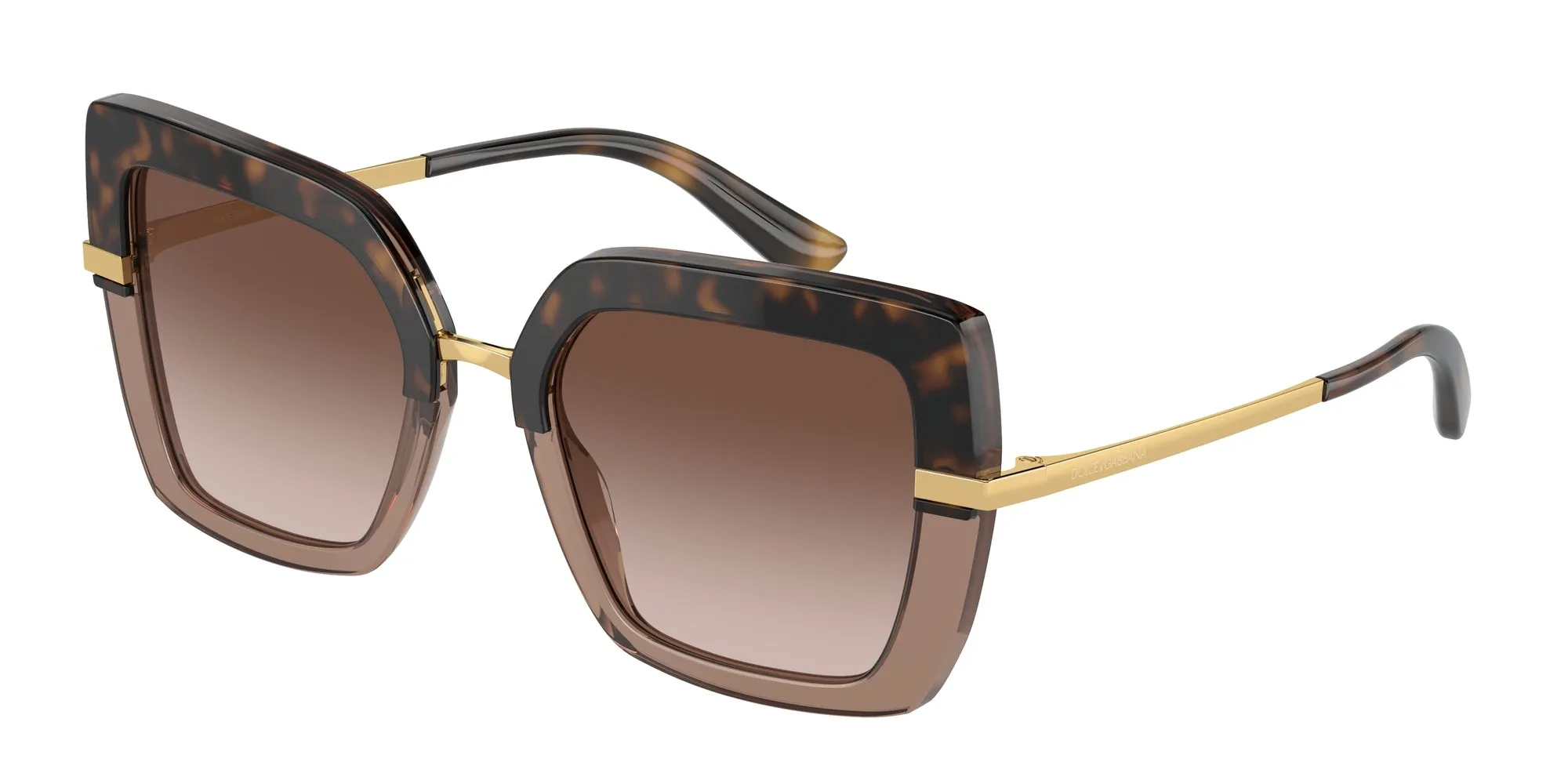 Dolce & Gabbana DG4373 325613 Occhiali da sole Acetato Oro Marrone Squadrata Normale Sfumato - immagine 1