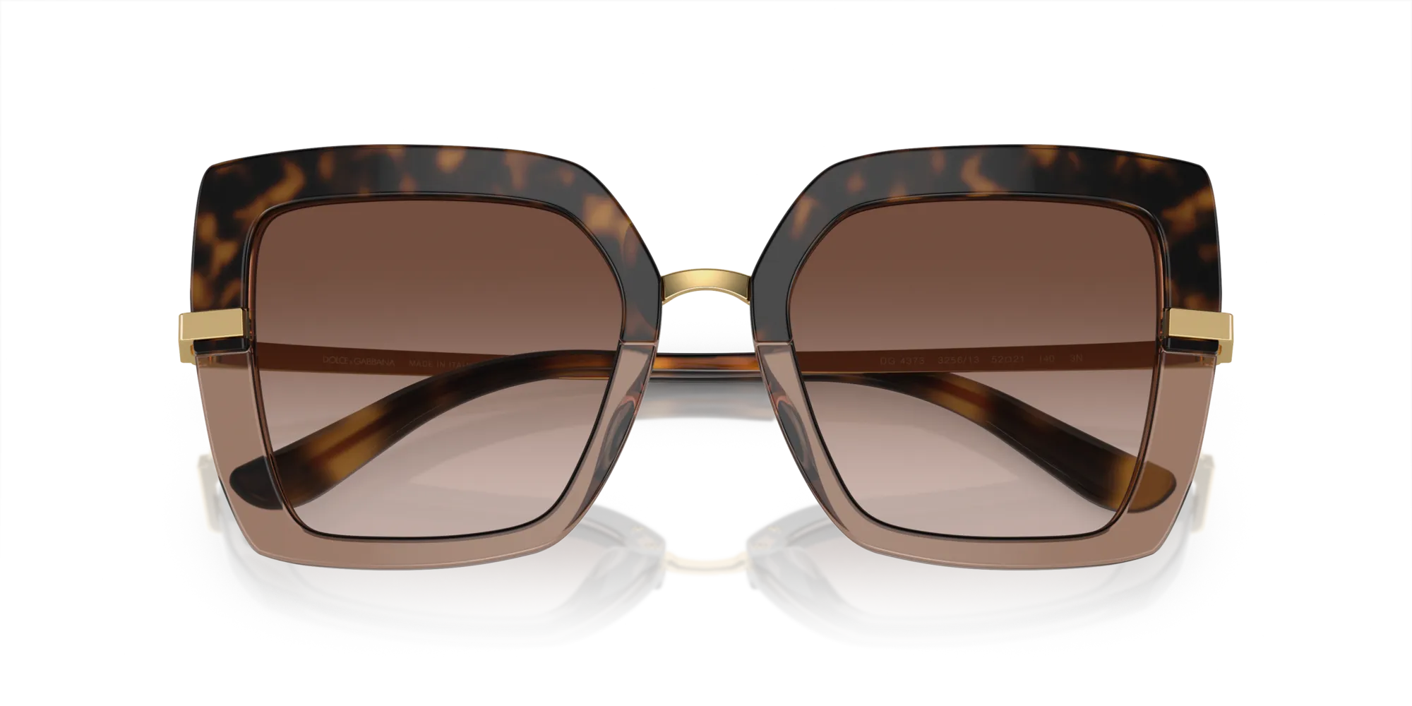 Dolce & Gabbana DG4373 325613 Occhiali da sole Acetato Oro Marrone Squadrata Normale Sfumato - immagine 2