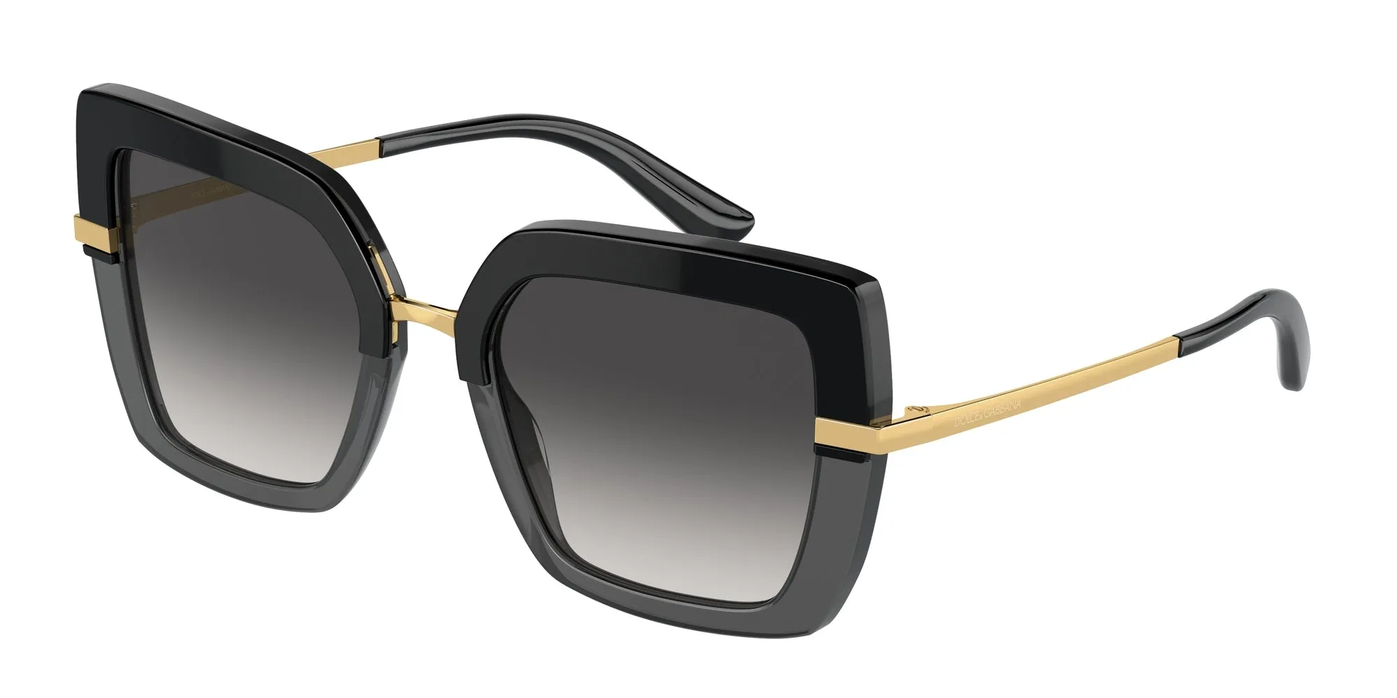 Dolce & Gabbana DG4373 32468G Occhiali da sole Acetato Nero Grigio Squadrata Normale Sfumato - immagine 1