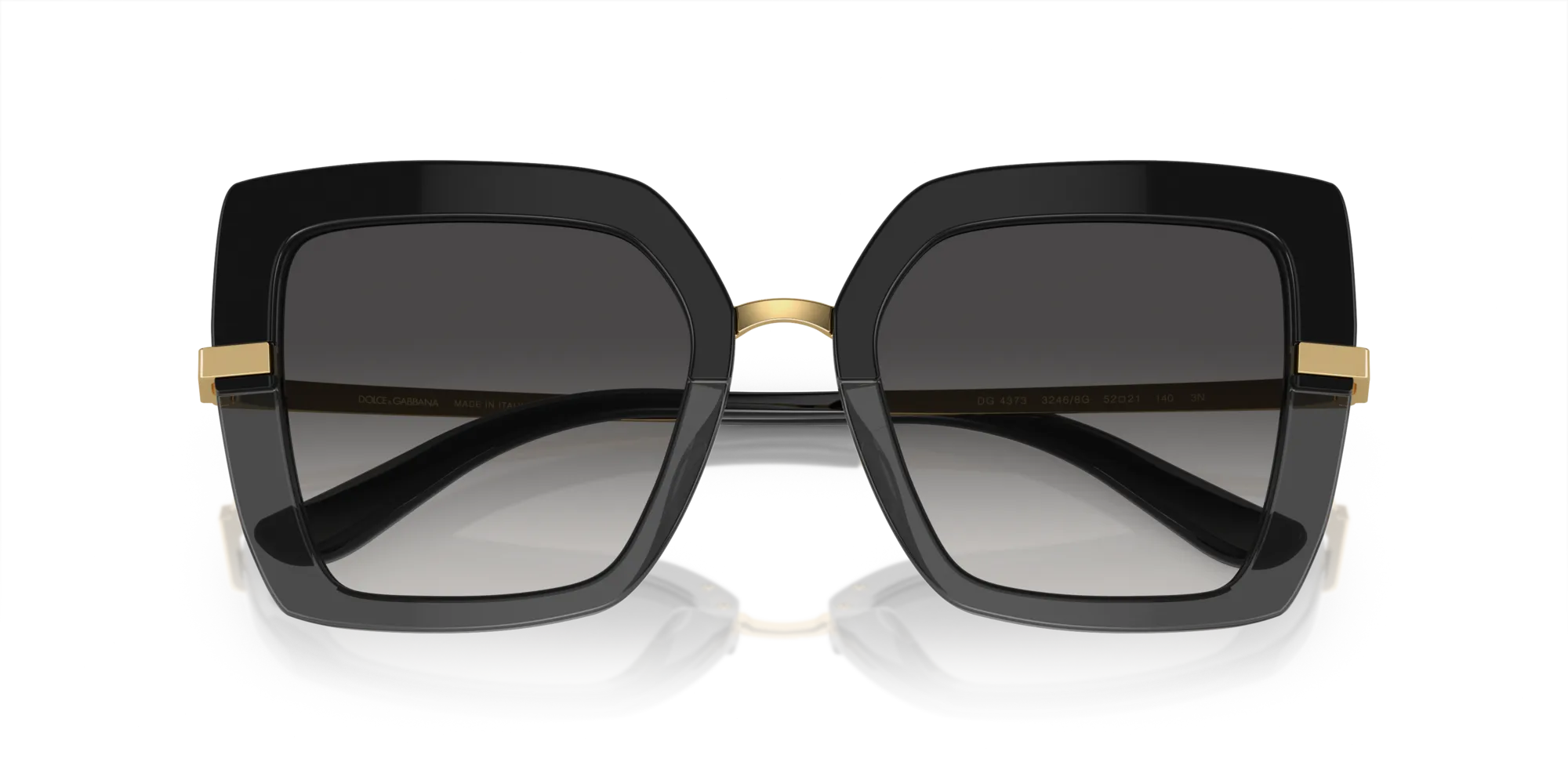 Dolce & Gabbana DG4373 32468G Occhiali da sole Acetato Nero Grigio Squadrata Normale Sfumato - immagine 2