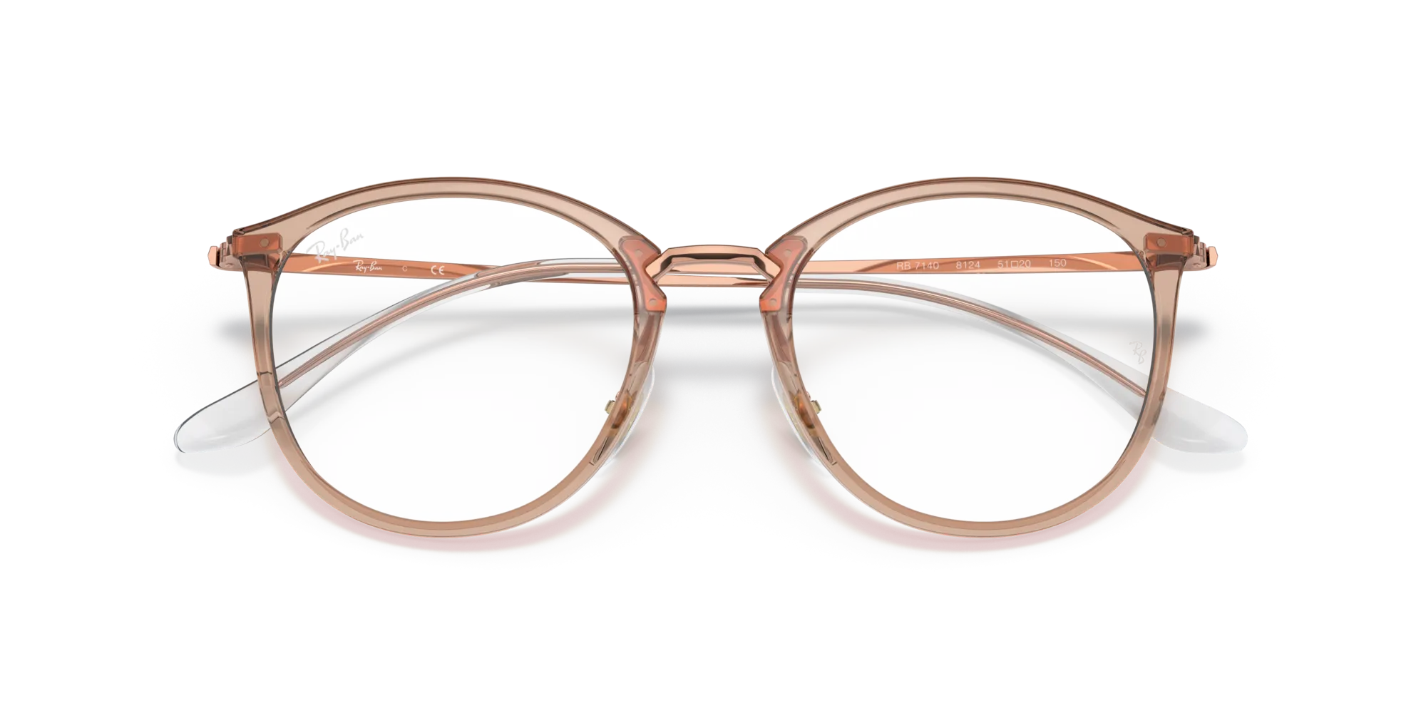 Ray - Ban RX7140 8124 Montature da vista Iniettato Marrone Trasparente Pantos Normale - immagine 2
