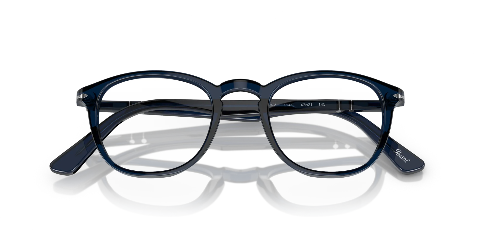 Persol PO3143V 1141 Montature da vista Acetato Blu Trasparente Rotonda Normale - immagine 2
