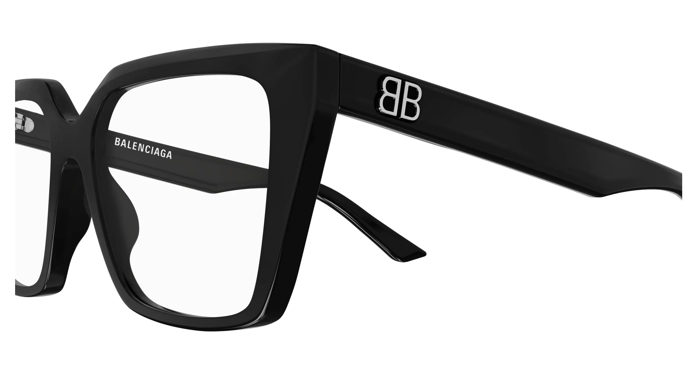 Balenciaga BB0130O 001 Montature da vista Acetato Nero Trasparente Squadrata - immagine 3