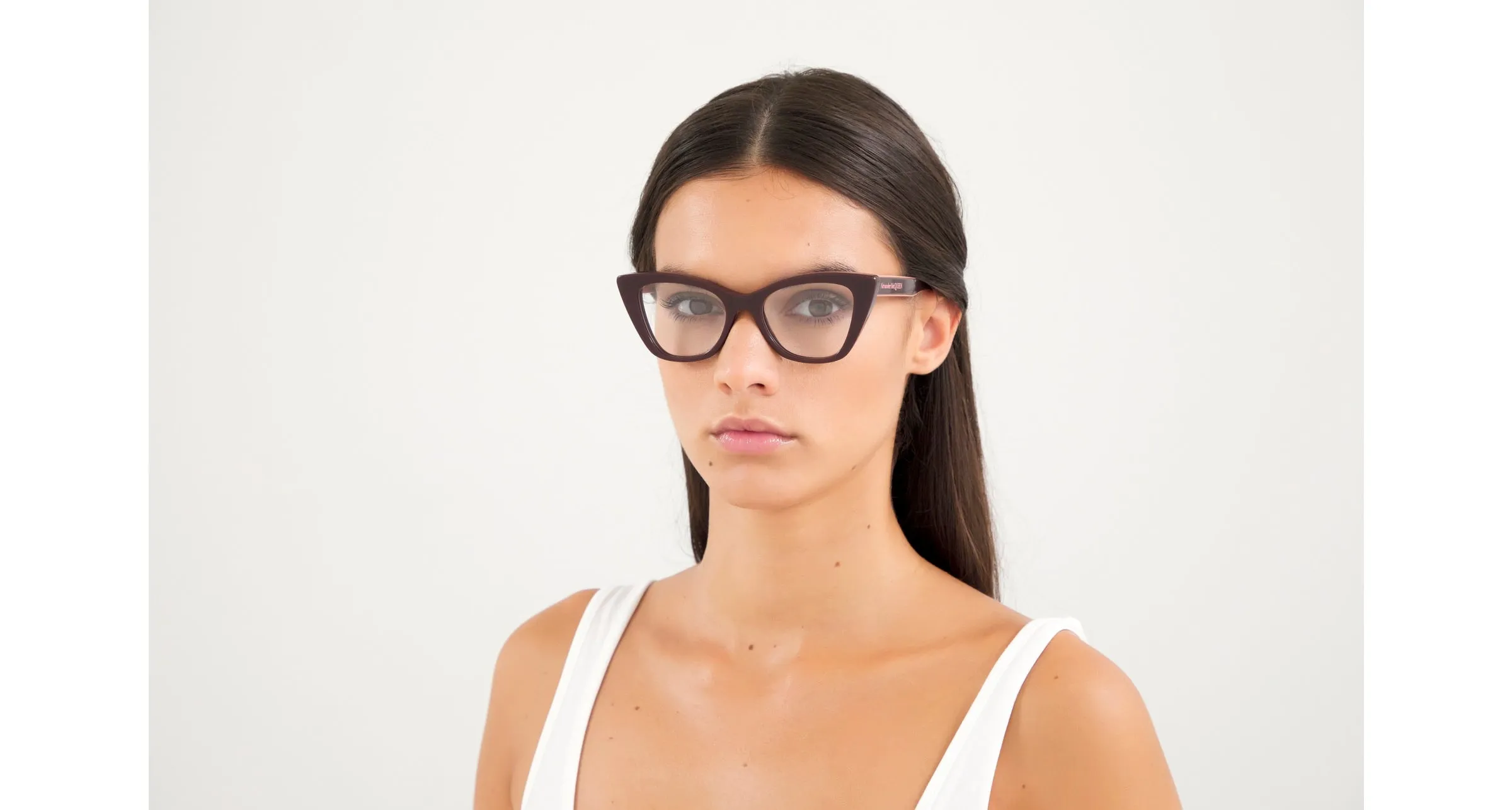 Alexander McQueen AM0305O 004 Montature da vista Acetato Bordeaux Cat Eye - immagine 2