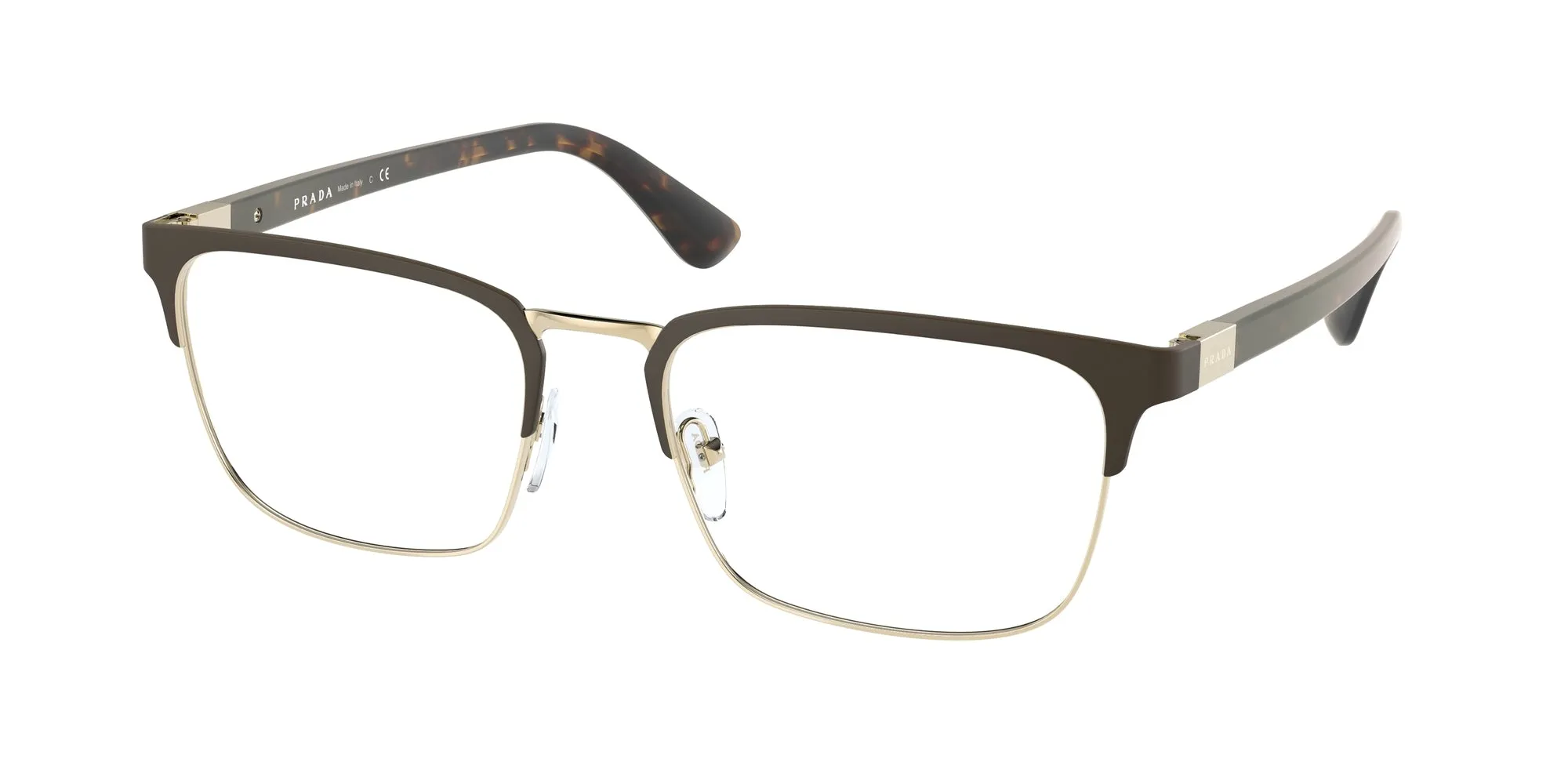 Prada PR 54TV 01U1O1 Montature da vista Metallo Marrone Squadrata - immagine 1