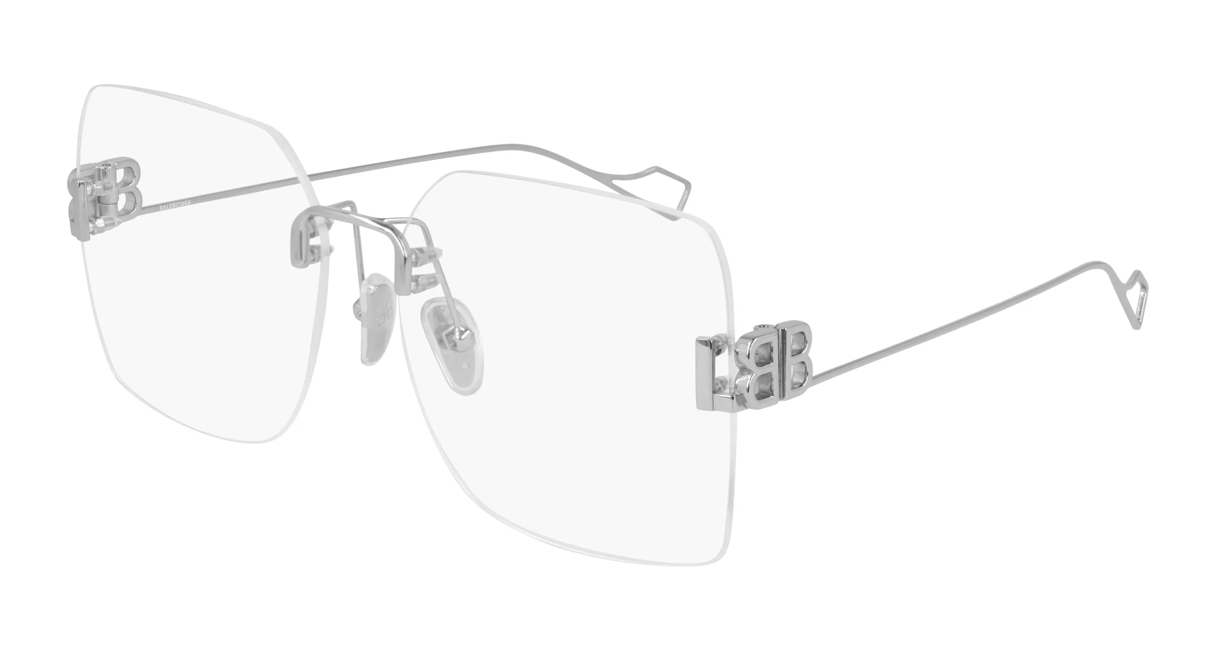 Balenciaga BB0113O 002 Montature da vista Metallo Argento Trasparente Squadrata - immagine 1