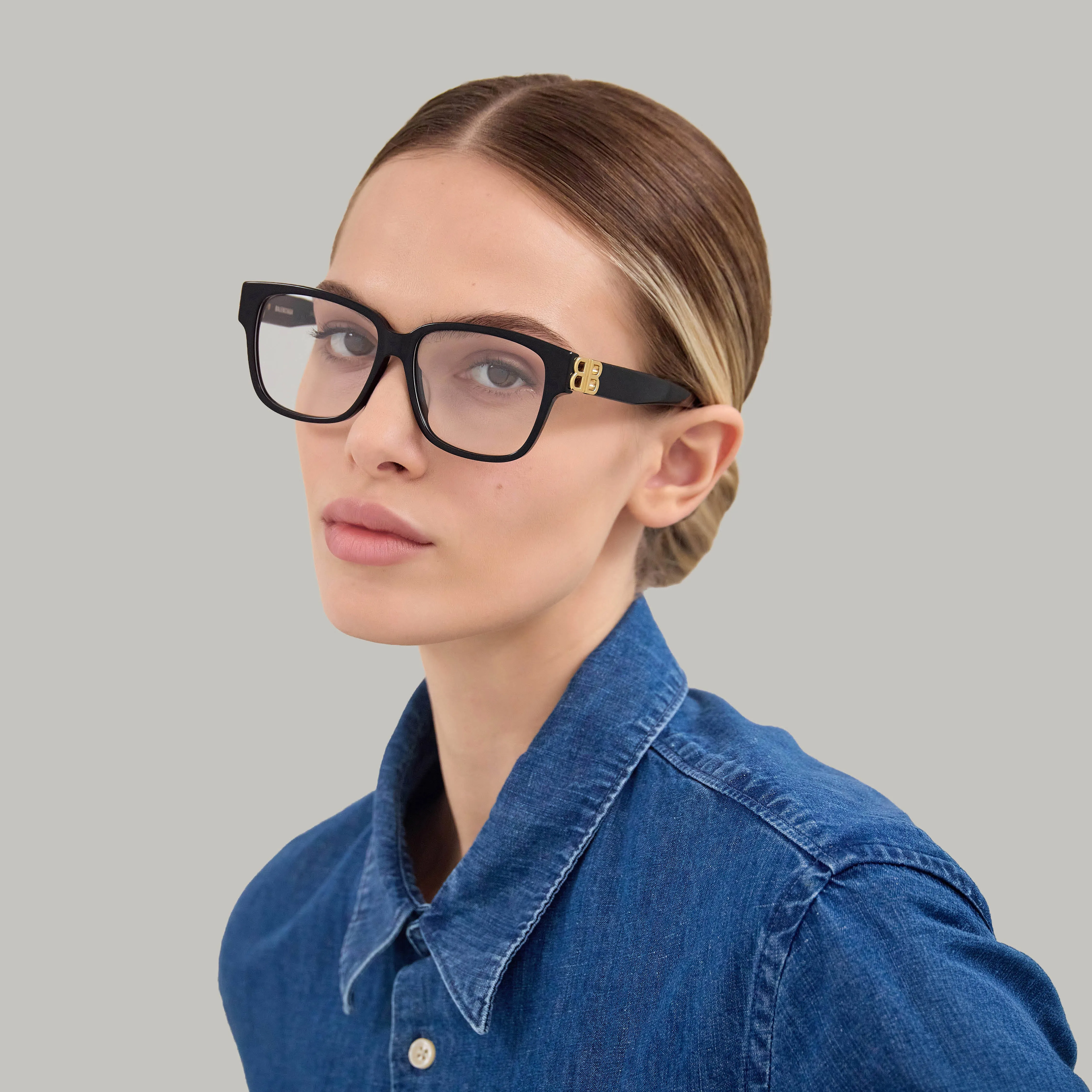 Balenciaga BB0104O 001 Montature da vista Acetato Nero Trasparente Squadrata - immagine 3