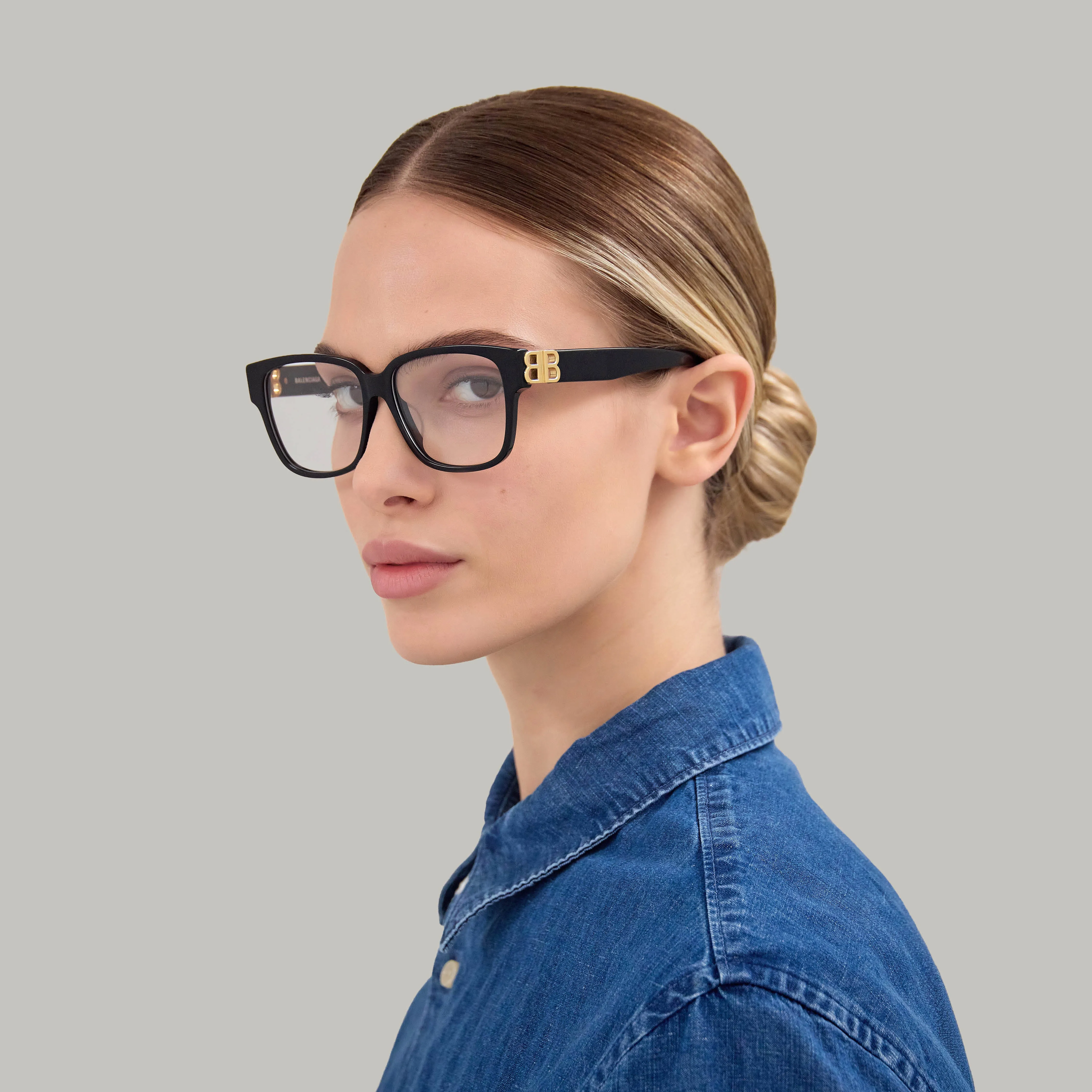 Balenciaga BB0104O 001 Montature da vista Acetato Nero Trasparente Squadrata - immagine 4