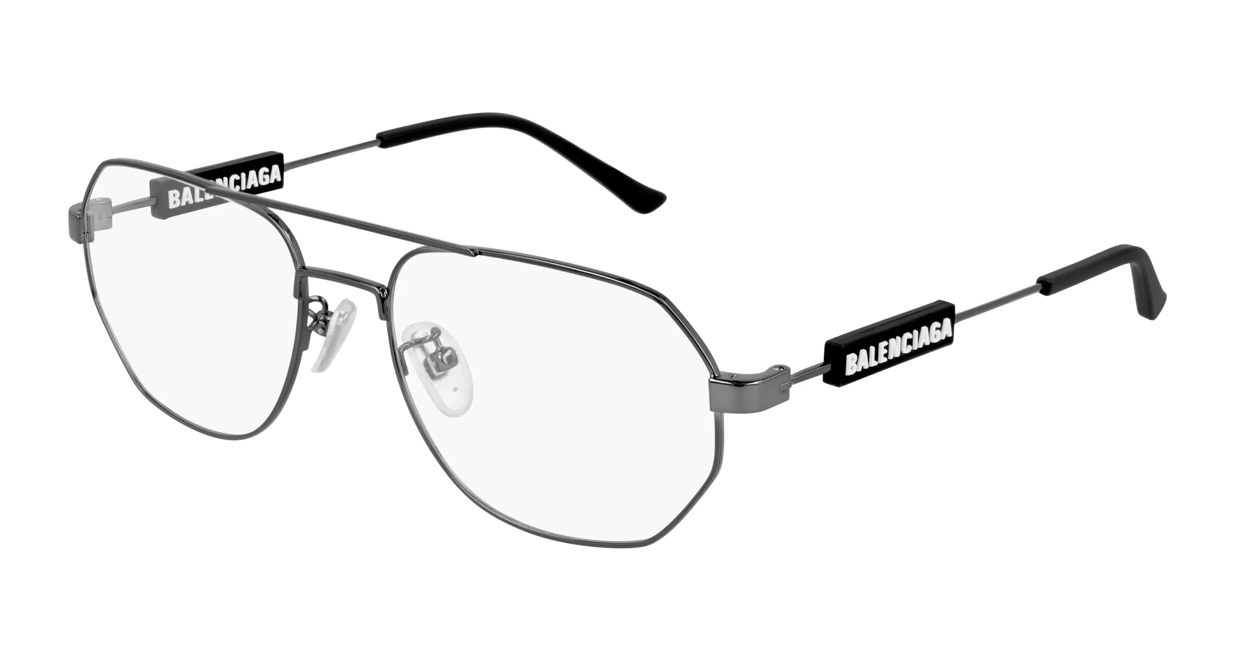 Balenciaga BB0117O 001 Montature da vista Metallo Grigio Trasparente Pilot - immagine 1