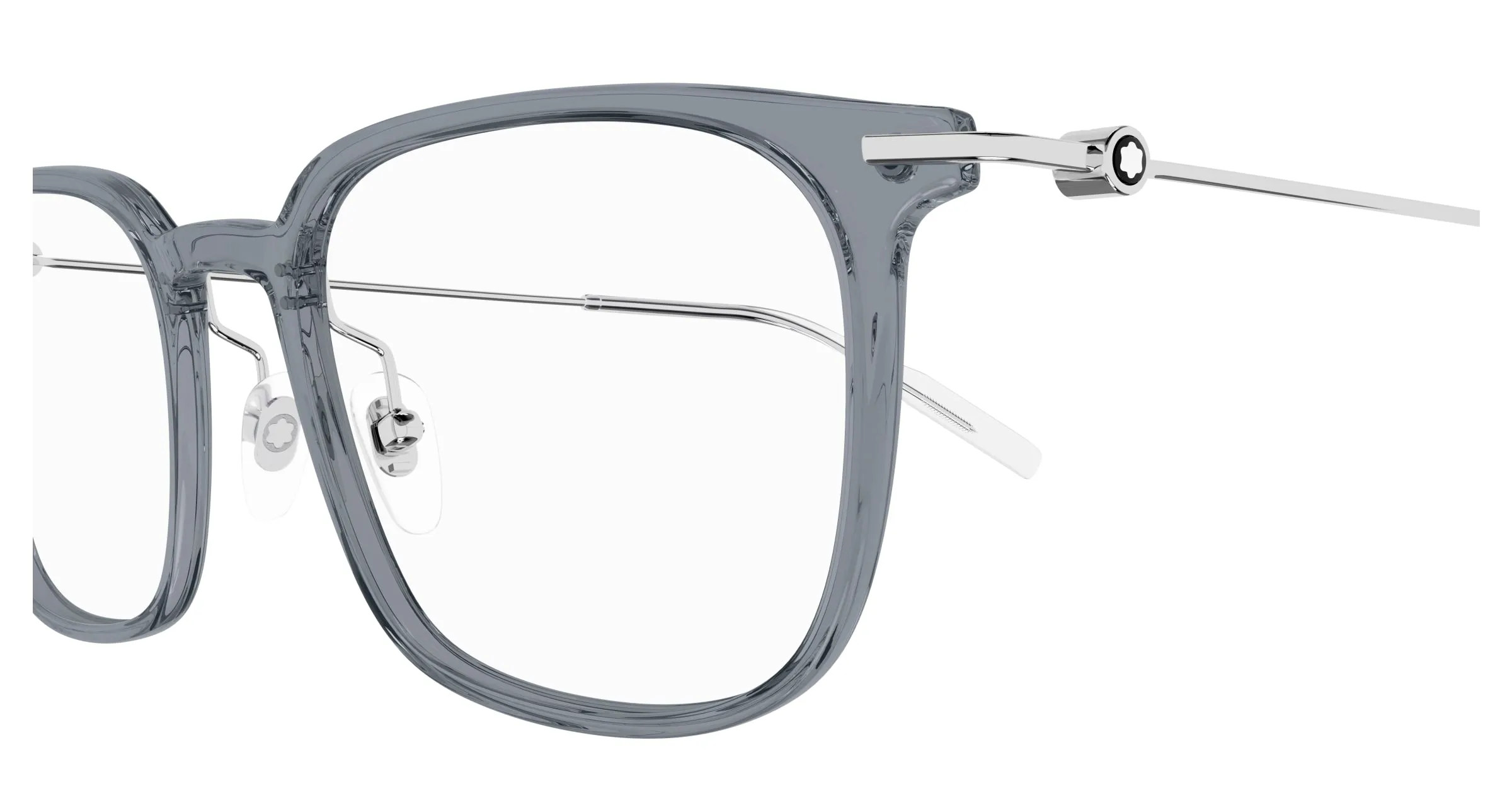 Montblanc MB0100O 001 Montature da vista Iniettato Grigio Trasparente Squadrata - immagine 3