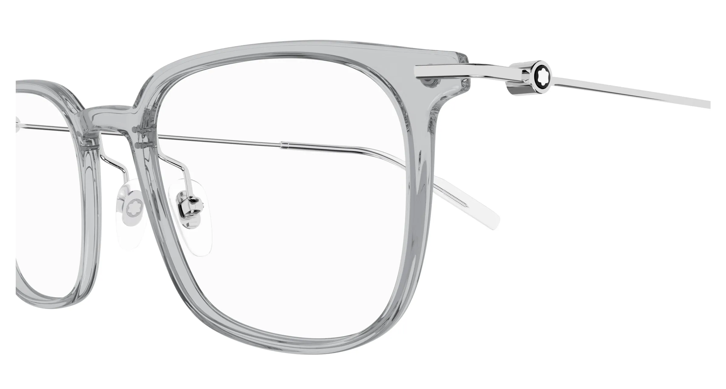 Montblanc MB0100O 002 Montature da vista Iniettato Grigio Trasparente Squadrata - immagine 3
