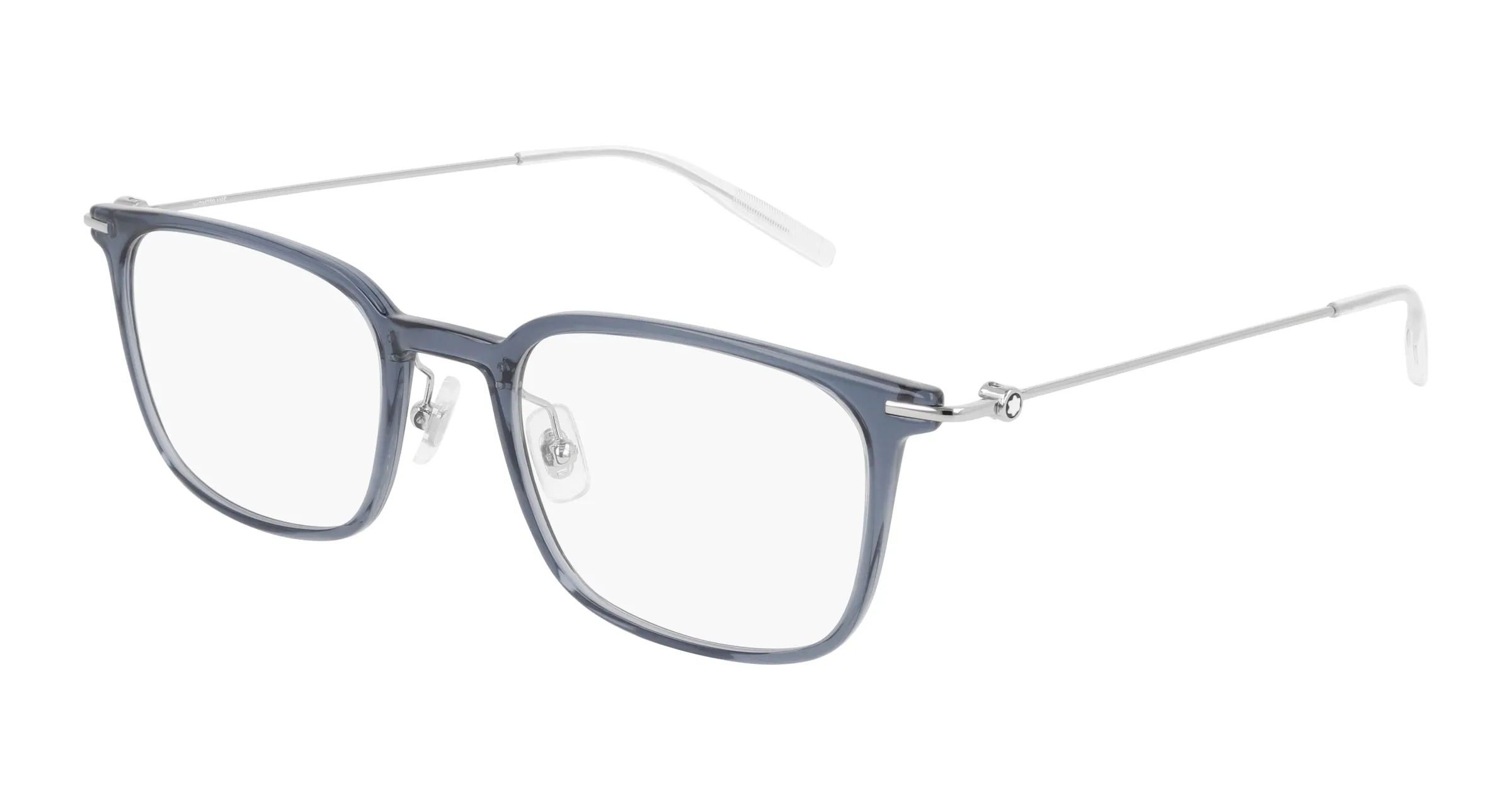 Montblanc MB0100O 004 Montature da vista Iniettato Blu Trasparente Squadrata - immagine 1