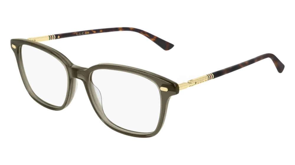 Gucci Uomo GG0520O 004 Montature da vista Acetato Verde Trasparente Squadrata - immagine 1