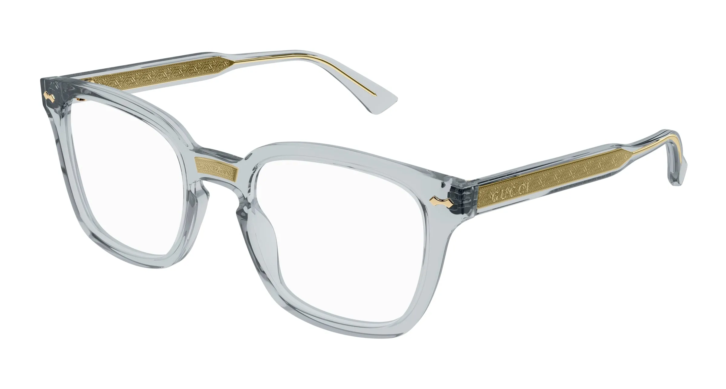 Gucci GG0184O 005 Montature da vista Acetato Grigio Trasparente Squadrata - immagine 1