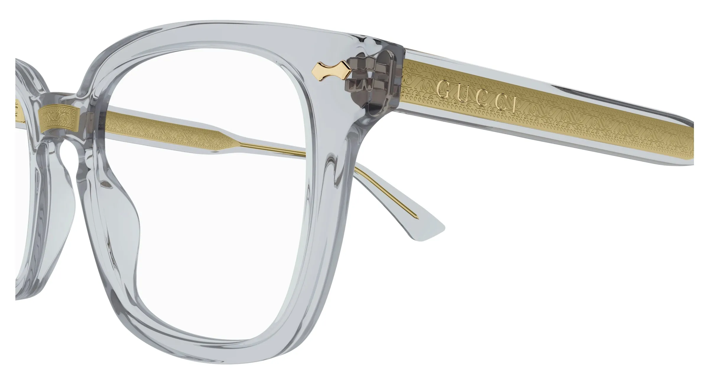 Gucci GG0184O 005 Montature da vista Acetato Grigio Trasparente Squadrata - immagine 3