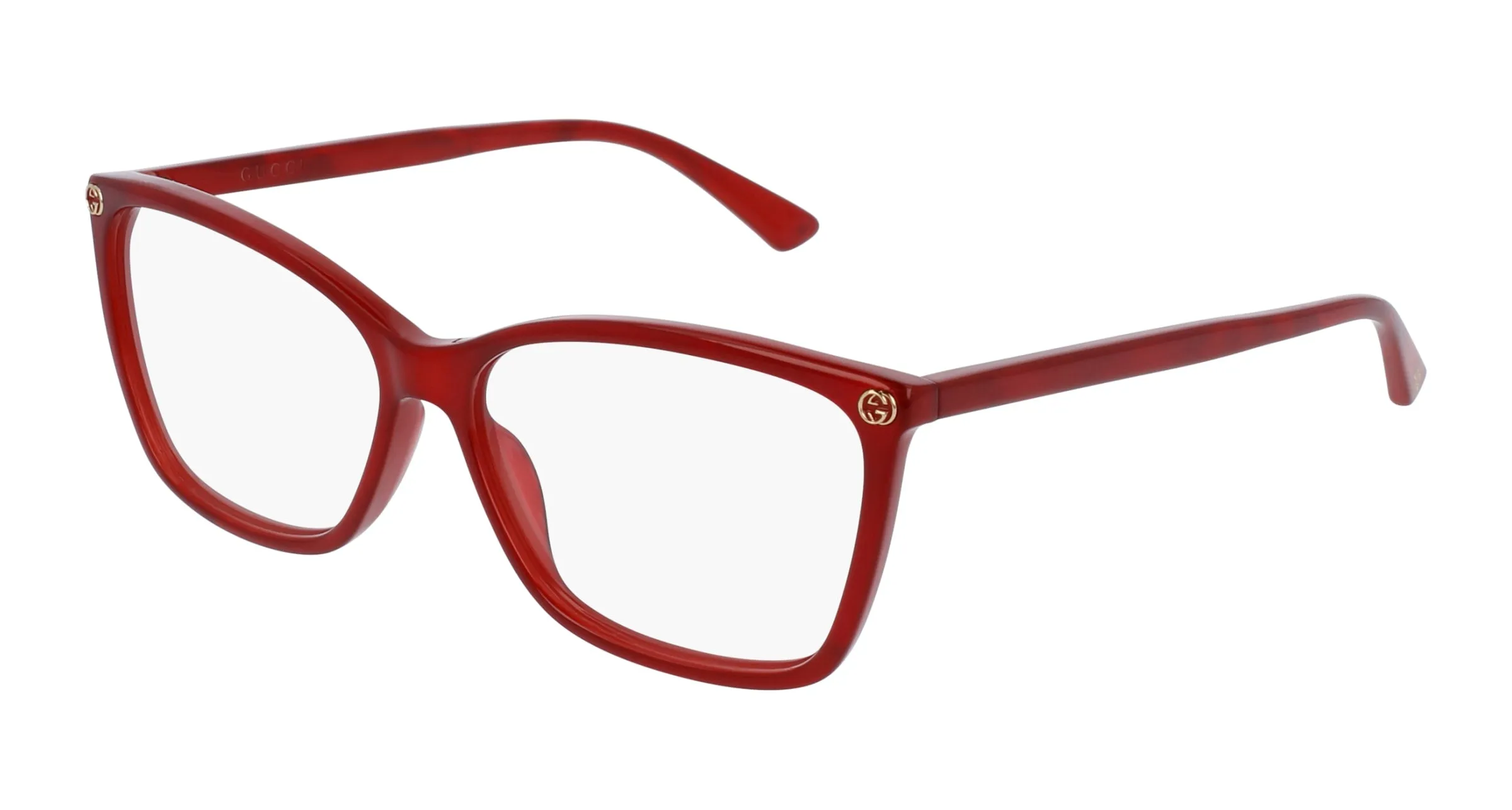 Gucci GG0025O 004 Montature da vista Acetato Rosso Trasparente Cat Eye - immagine 1