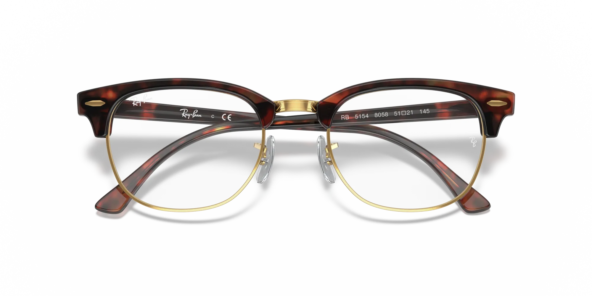 Ray - Ban RX5154 CLUBMASTER 8058 Montature da vista Acetato Marrone Trasparente Squadrata Normale - immagine 2