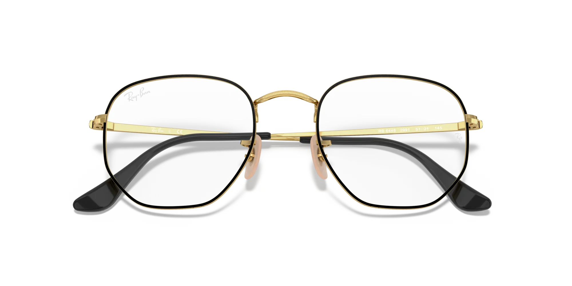Ray - Ban RX6448 HEXAGONAL 2991 Montature da vista Metallo Nero Trasparente Geometrica Normale - immagine 2