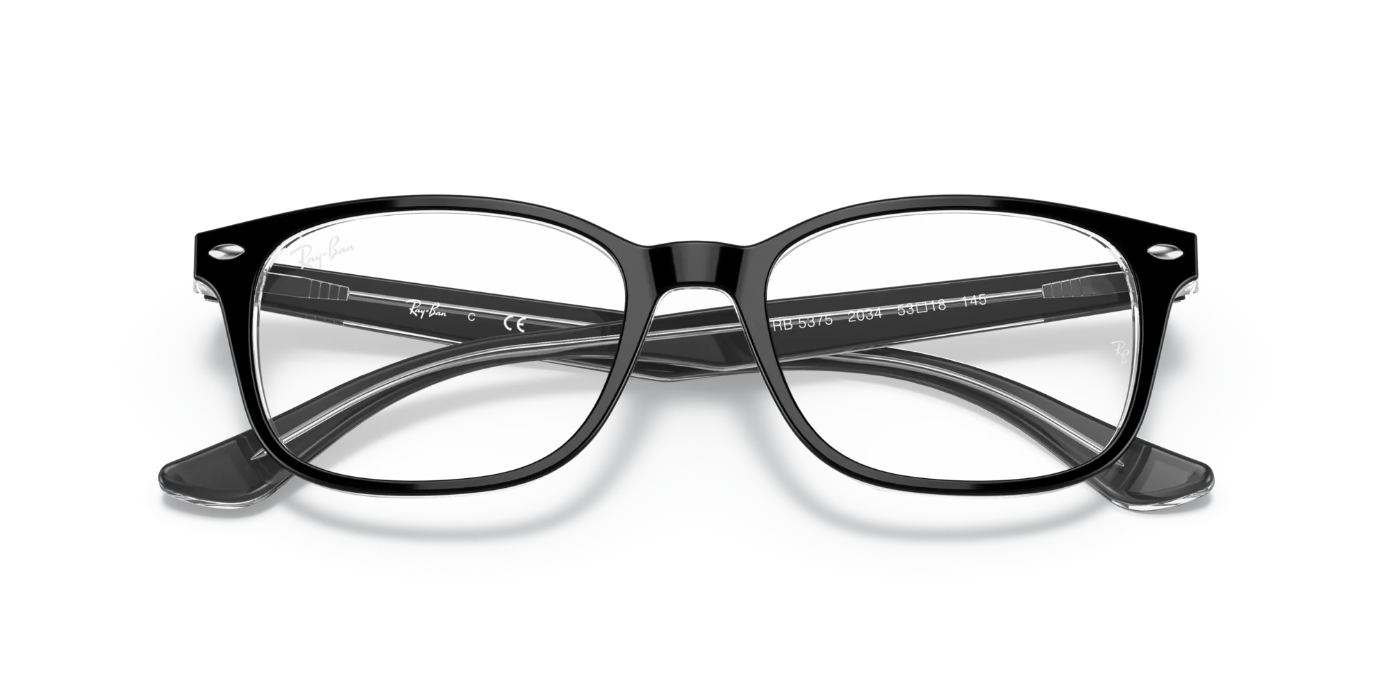Ray - Ban RX5375 2034 Montature da vista Acetato Nero Trasparente Squadrata Normale - immagine 2