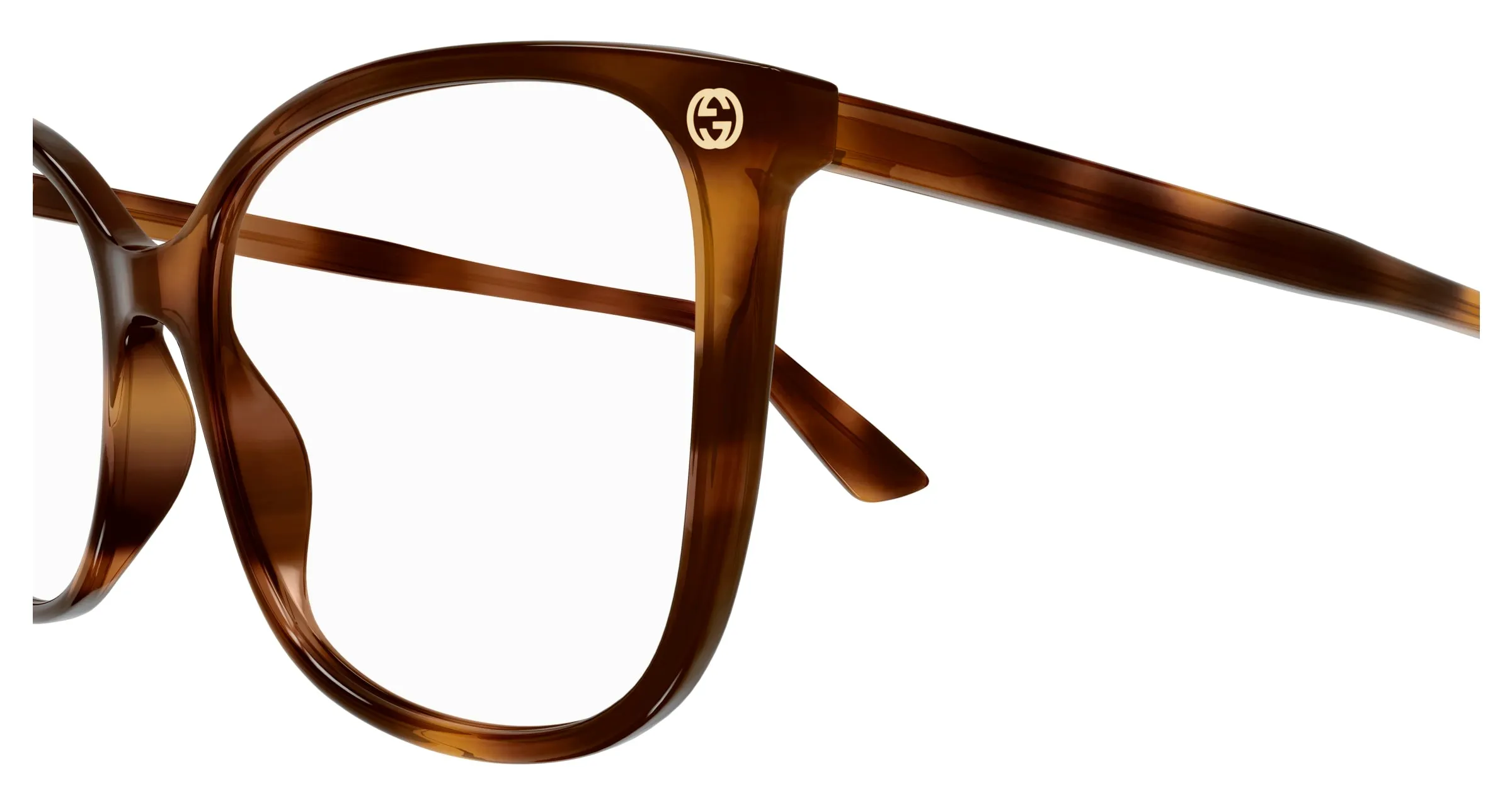 Gucci GG0026O 002 Montature da vista Acetato Havana Trasparente Cat Eye - immagine 3