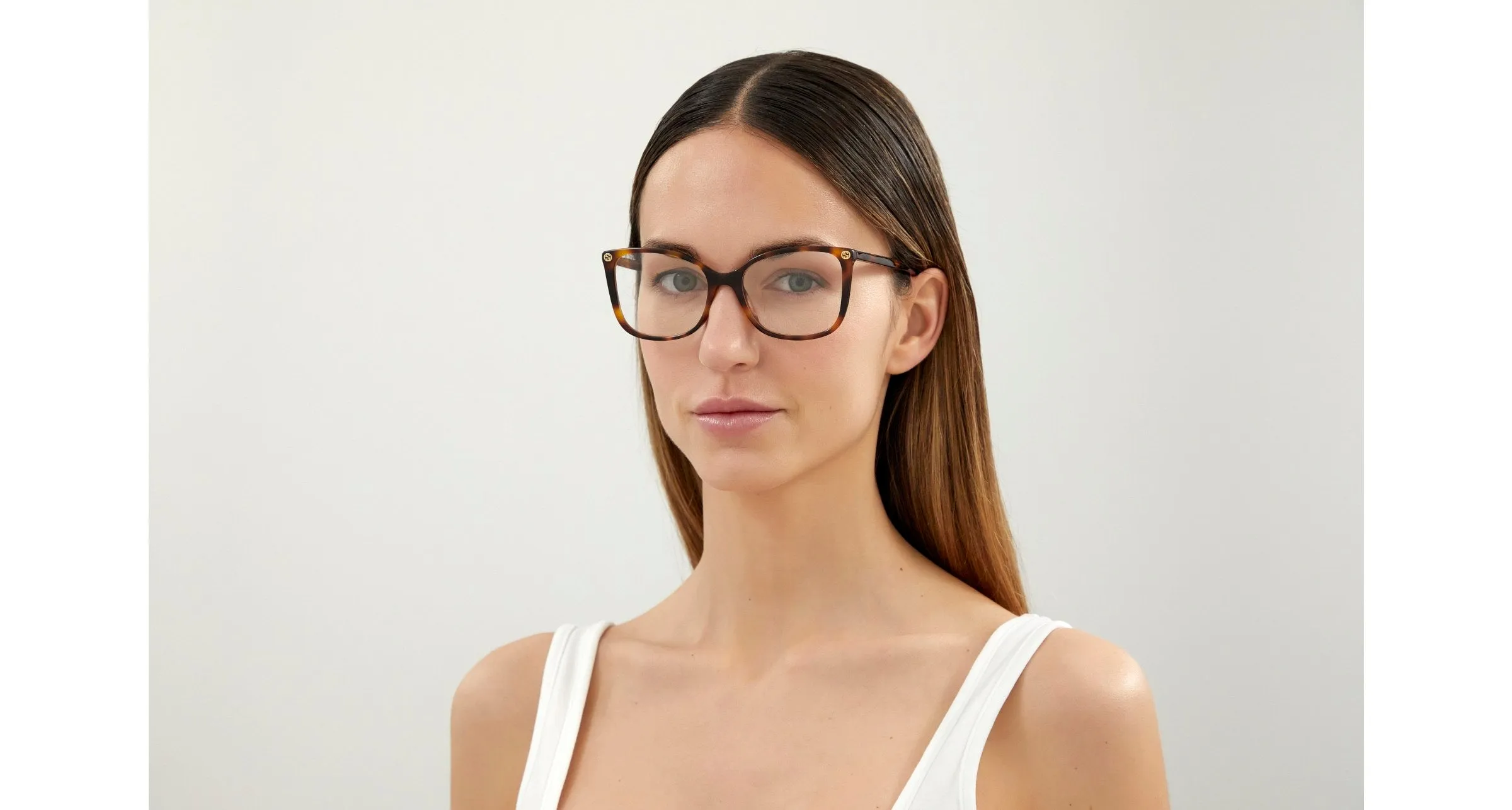 Gucci GG0026O 002 Montature da vista Acetato Havana Trasparente Cat Eye - immagine 4