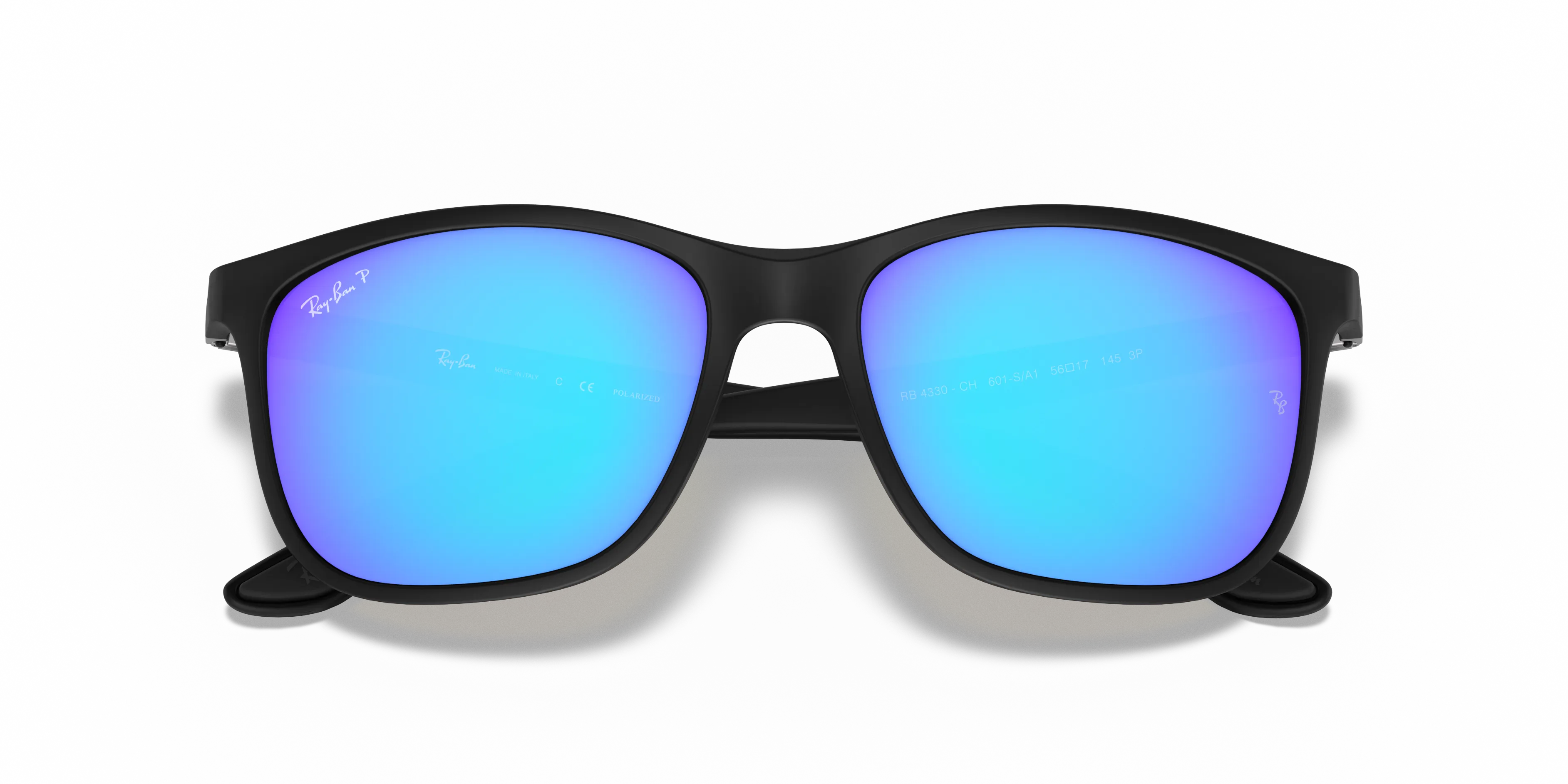 Ray - Ban RB4330CH CHROMANCE 601SA1 Occhiali da sole Iniettato Nero Blu Squadrata Polarizzata Specchiato - immagine 2