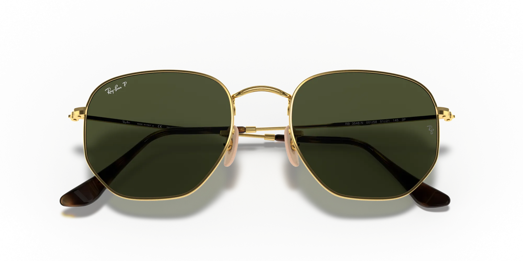 Ray - Ban RB3548N HEXAGONAL 001/58 Occhiali da sole Metallo Oro G15 Geometrica Polarizzata - immagine 2