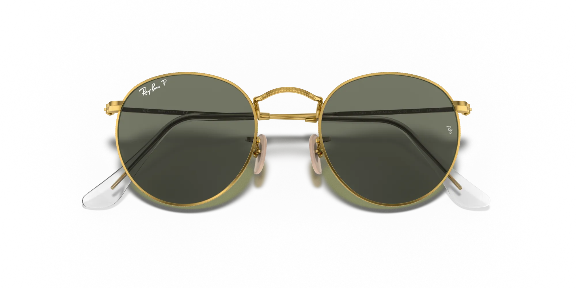 Ray - Ban RB3447 ROUND METAL 001/58 Occhiali da sole Metallo Oro G15 Rotonda Polarizzata - immagine 2