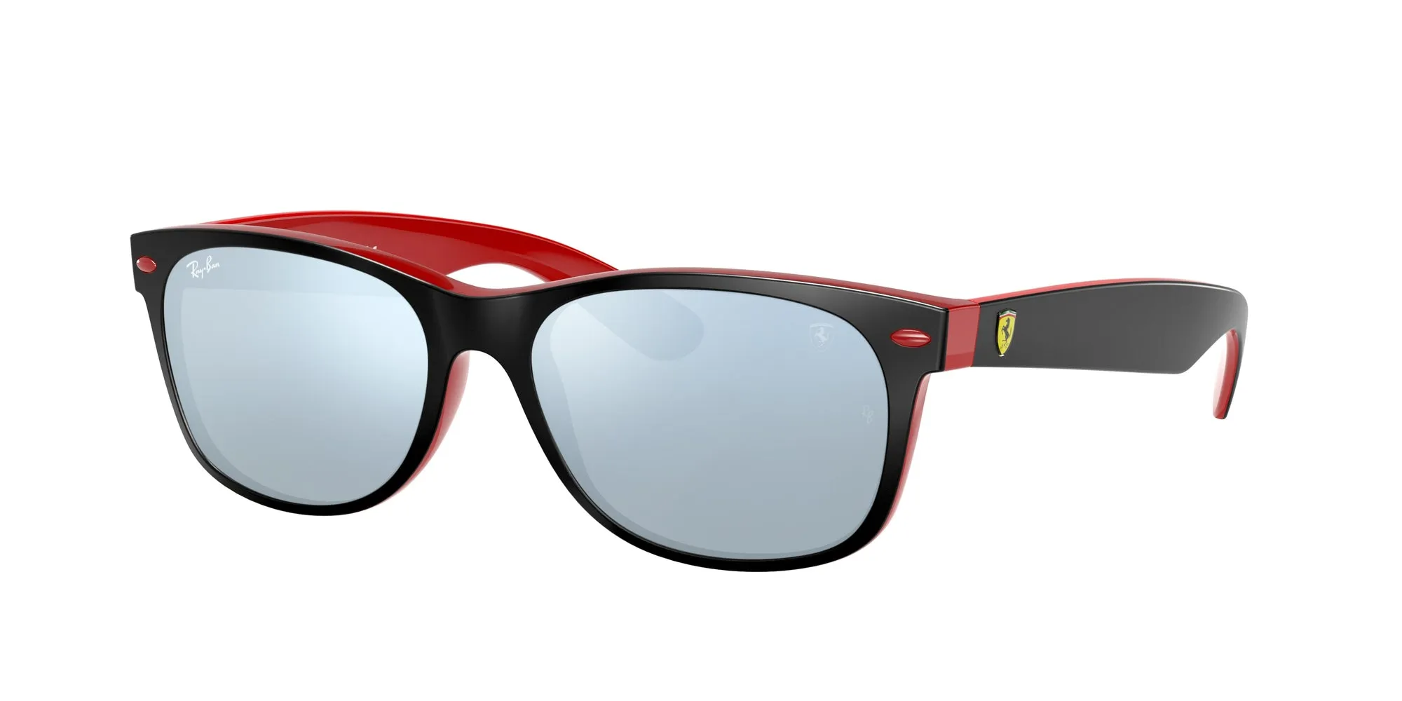 Ray - Ban RB2132M NEW WAYFARER SCUDERIA FERRARI COLLECTION F63830 Occhiali da sole Nylon Nero Argento Squadrata Normale Specchiato - immagine 1