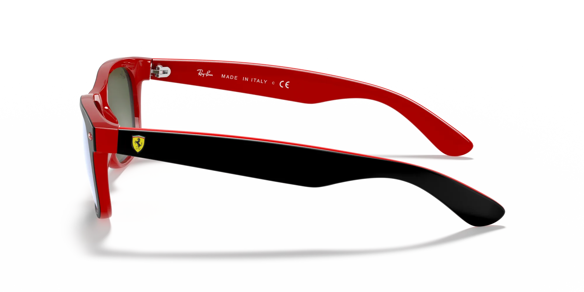 Ray - Ban RB2132M NEW WAYFARER SCUDERIA FERRARI COLLECTION F63830 Occhiali da sole Nylon Nero Argento Squadrata Normale Specchiato - immagine 4
