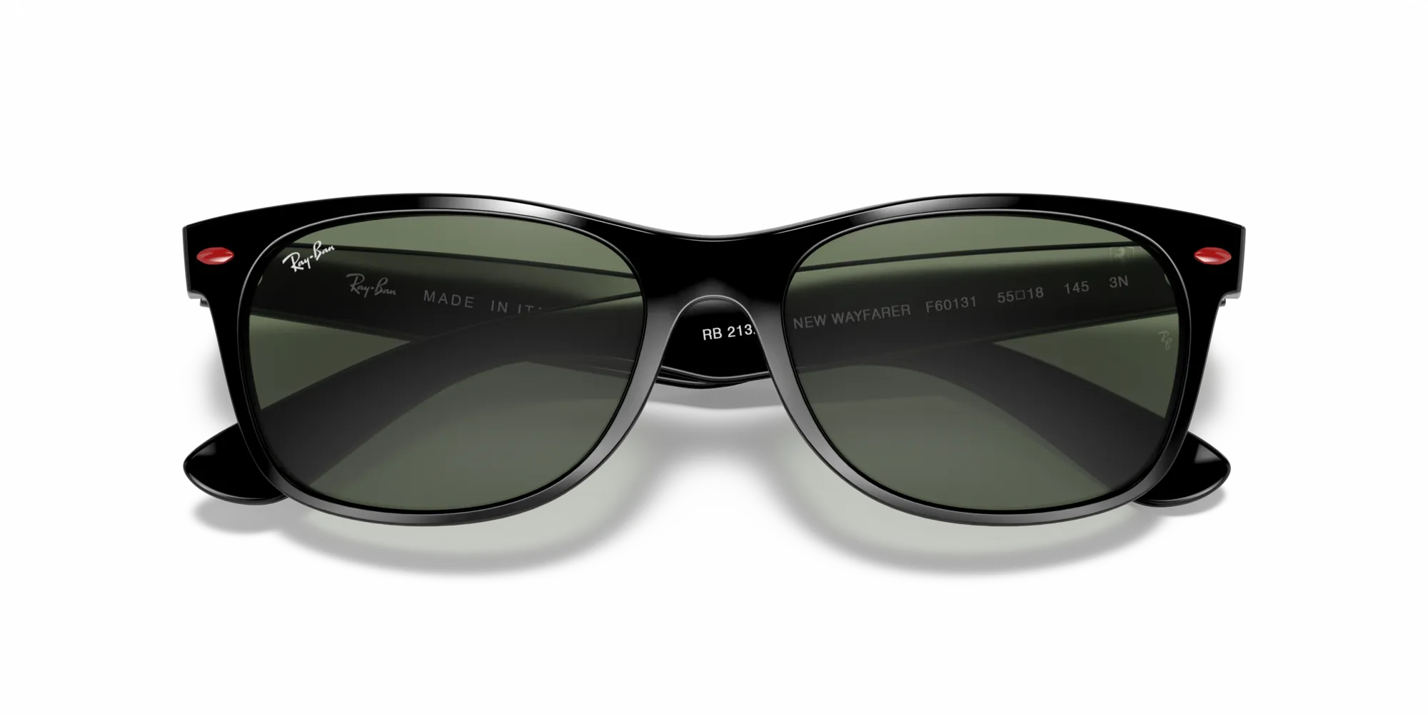 Ray - Ban RB2132M NEW WAYFARER SCUDERIA FERRARI COLLECTION F60131 Occhiali da sole Nylon Nero G15 Squadrata Normale - immagine 2