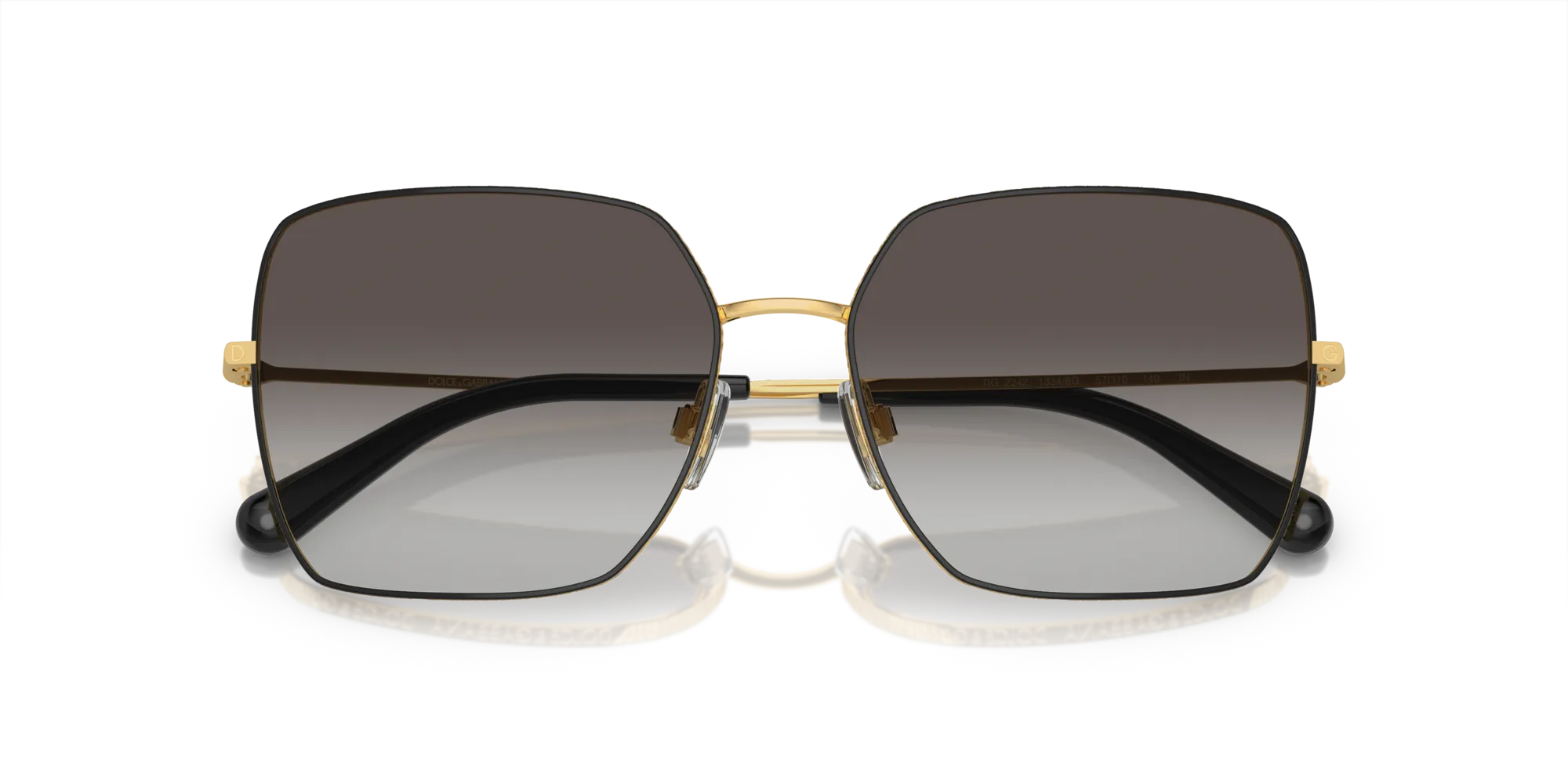 Dolce & Gabbana DG2242 13348G Occhiali da sole Metallo Nero Grigio Squadrata Normale Sfumato - immagine 2