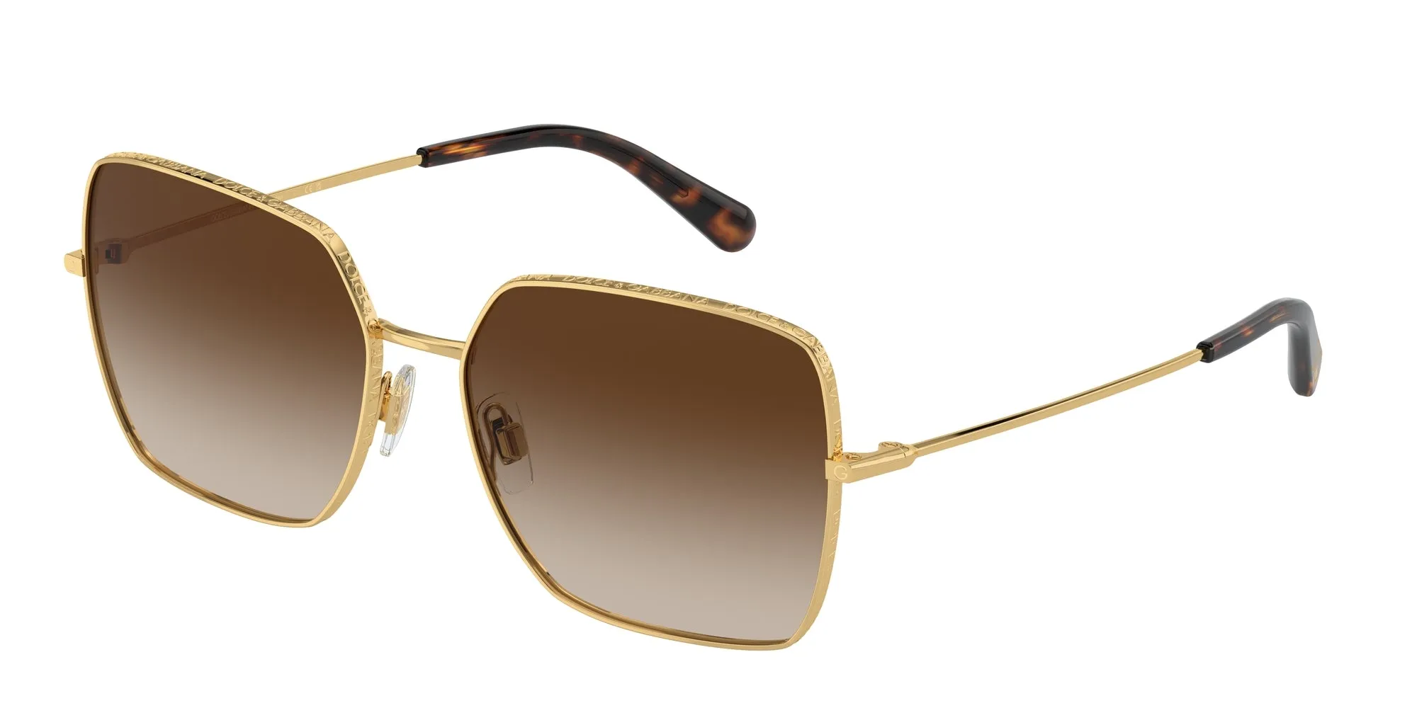 Dolce & Gabbana DG2242 02/13 Occhiali da sole Metallo Oro Marrone Squadrata Normale Sfumato - immagine 1