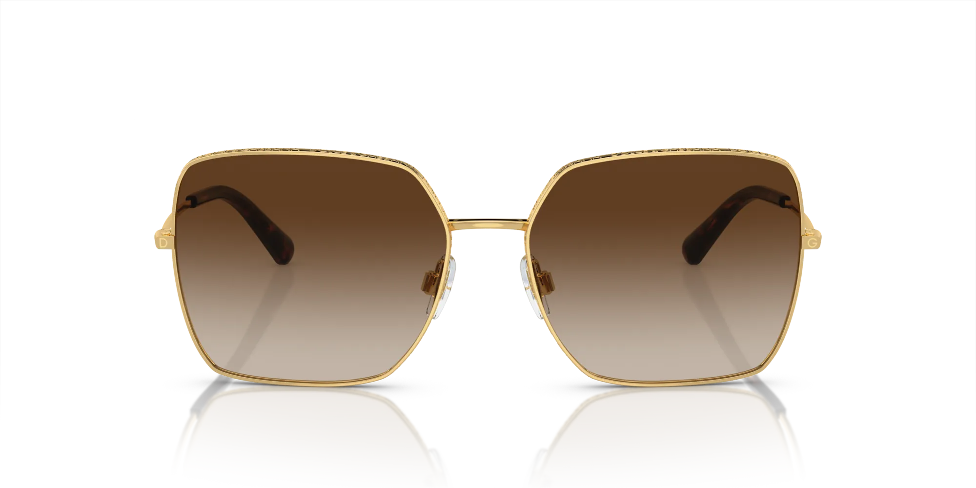 Dolce & Gabbana DG2242 02/13 Occhiali da sole Metallo Oro Marrone Squadrata Normale Sfumato - immagine 3