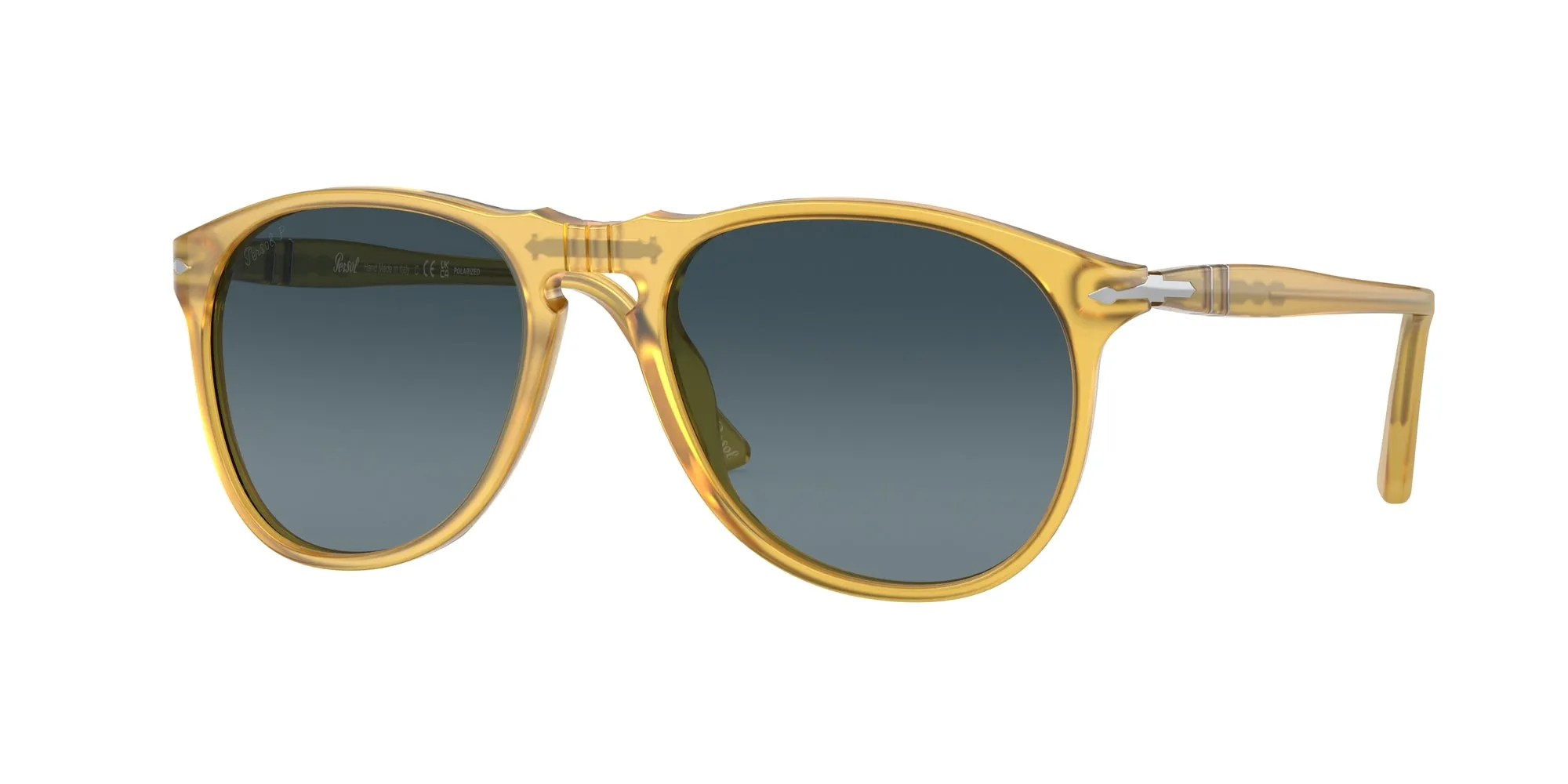 Persol PO9649S 204/S3 Occhiali da sole Acetato Giallo Blu Pilot Polarizzata Sfumato - immagine 1