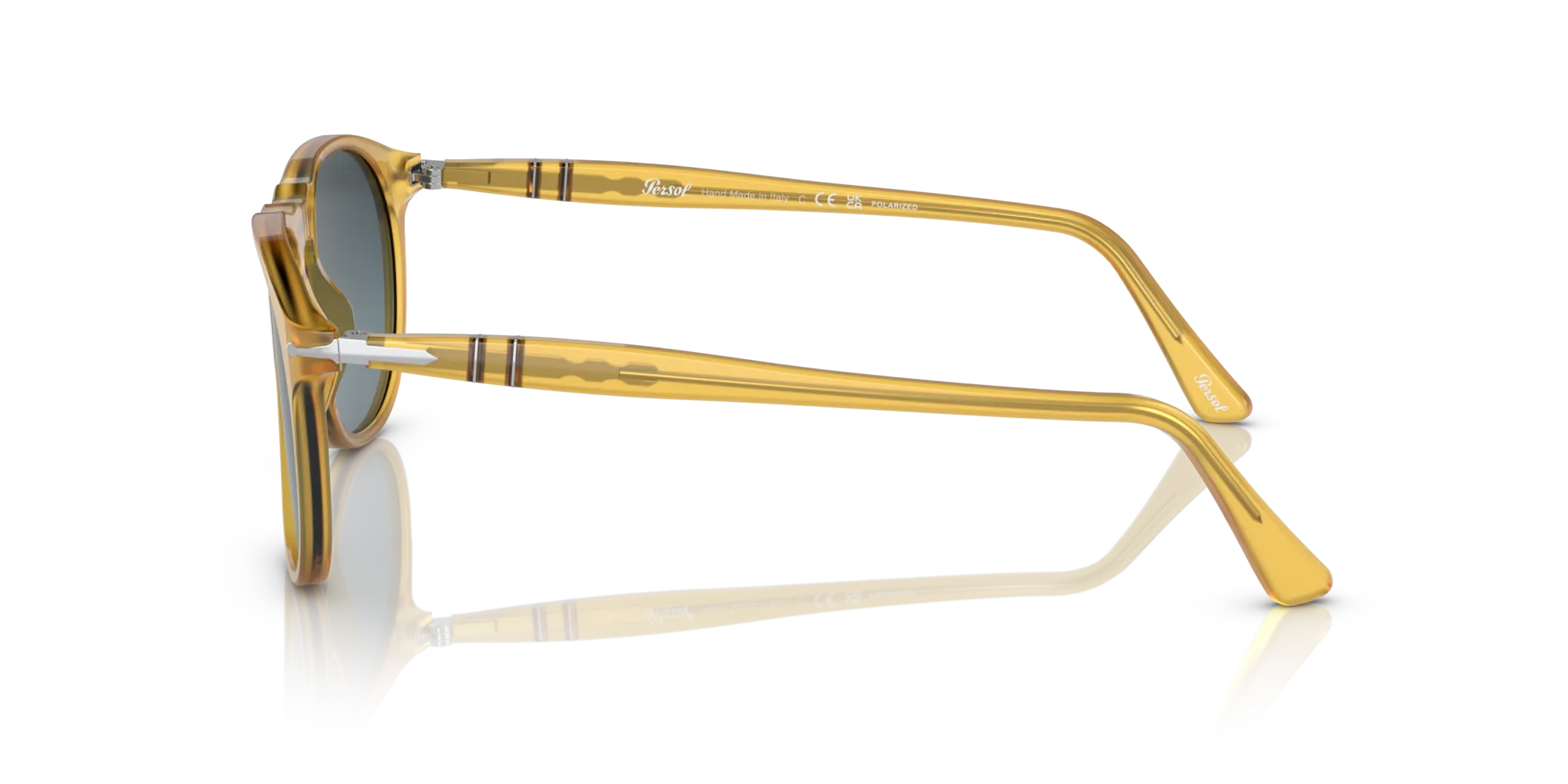 Persol PO9649S 204/S3 Occhiali da sole Acetato Giallo Blu Pilot Polarizzata Sfumato - immagine 4