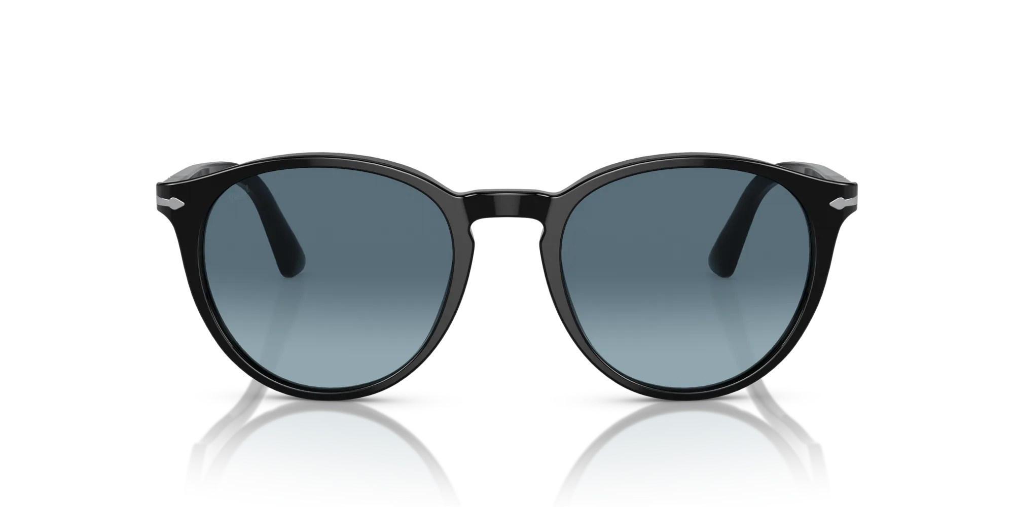 Persol PO3152S 9014Q8 Occhiali da sole Acetato Nero Blu Rotonda Normale Sfumato - immagine 3