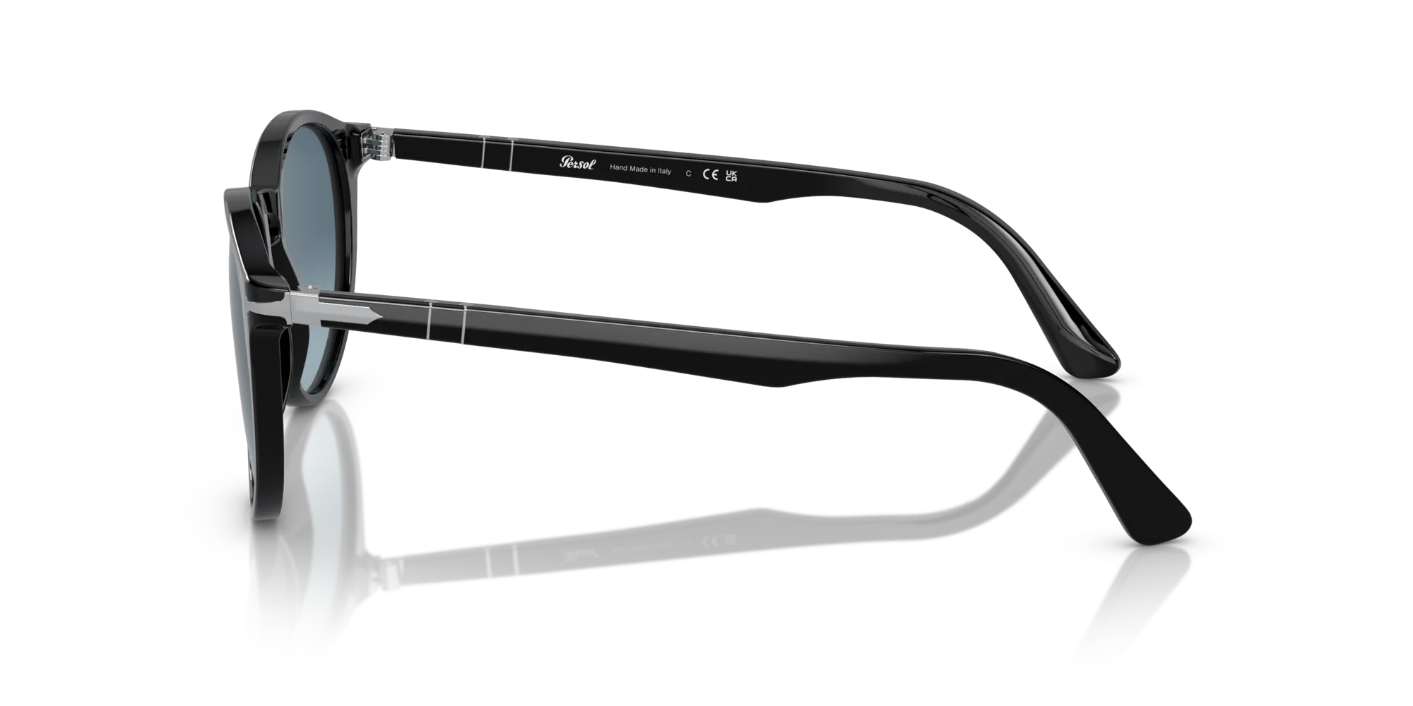 Persol PO3152S 9014Q8 Occhiali da sole Acetato Nero Blu Rotonda Normale Sfumato - immagine 4