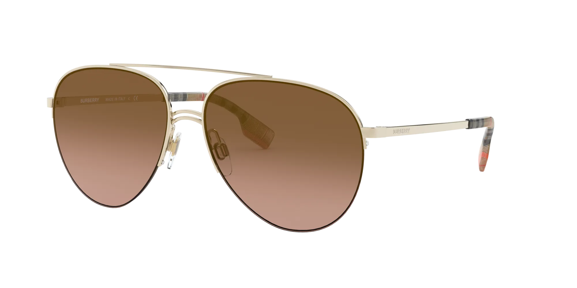 Burberry BE3113 FERRY 110913 Occhiali da sole Acciaio Oro Marrone Pilot Normale Sfumato - immagine 1