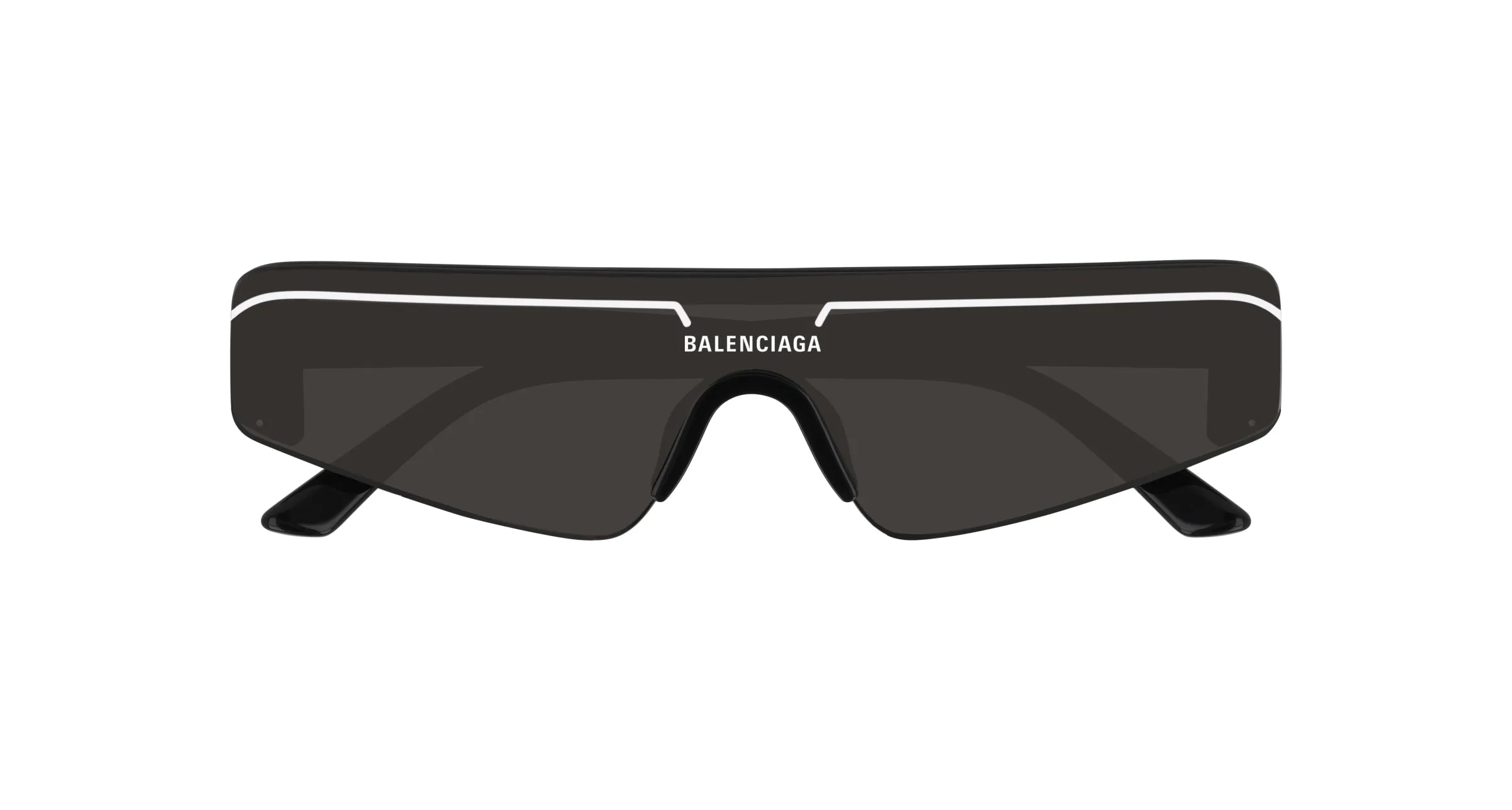 Balenciaga BB0003S 001 Occhiali da sole Acetato Nero Grigio Maschera Normale - immagine 2