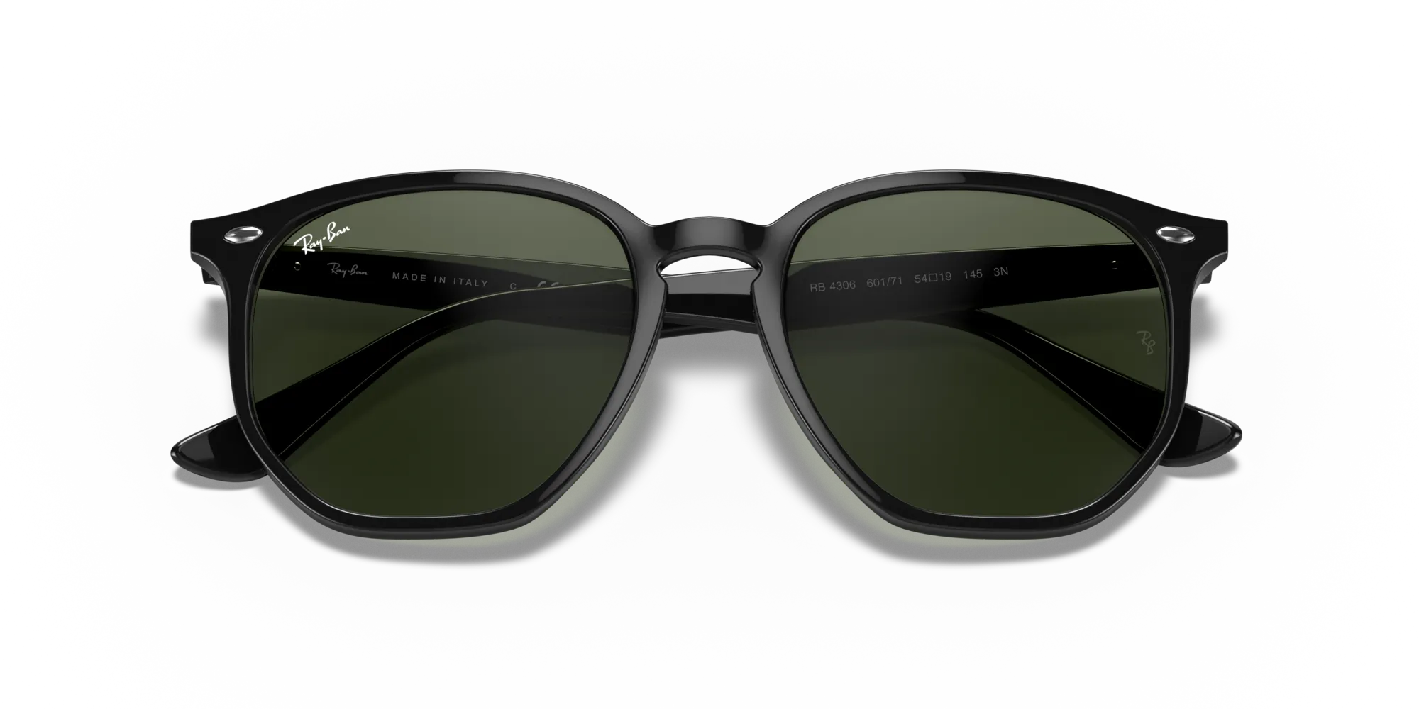 Ray - Ban RB4306 601/71 Occhiali da sole Iniettato Nero Verde Geometrica Normale - immagine 2