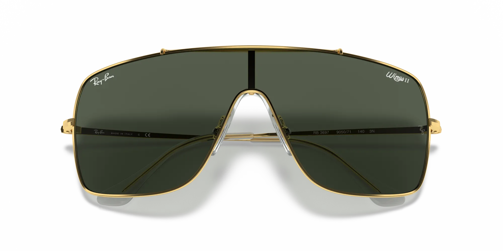 Ray - Ban RB3697 WINGS II 905071 Occhiali da sole Metallo Oro Verde Squadrata Normale - immagine 2