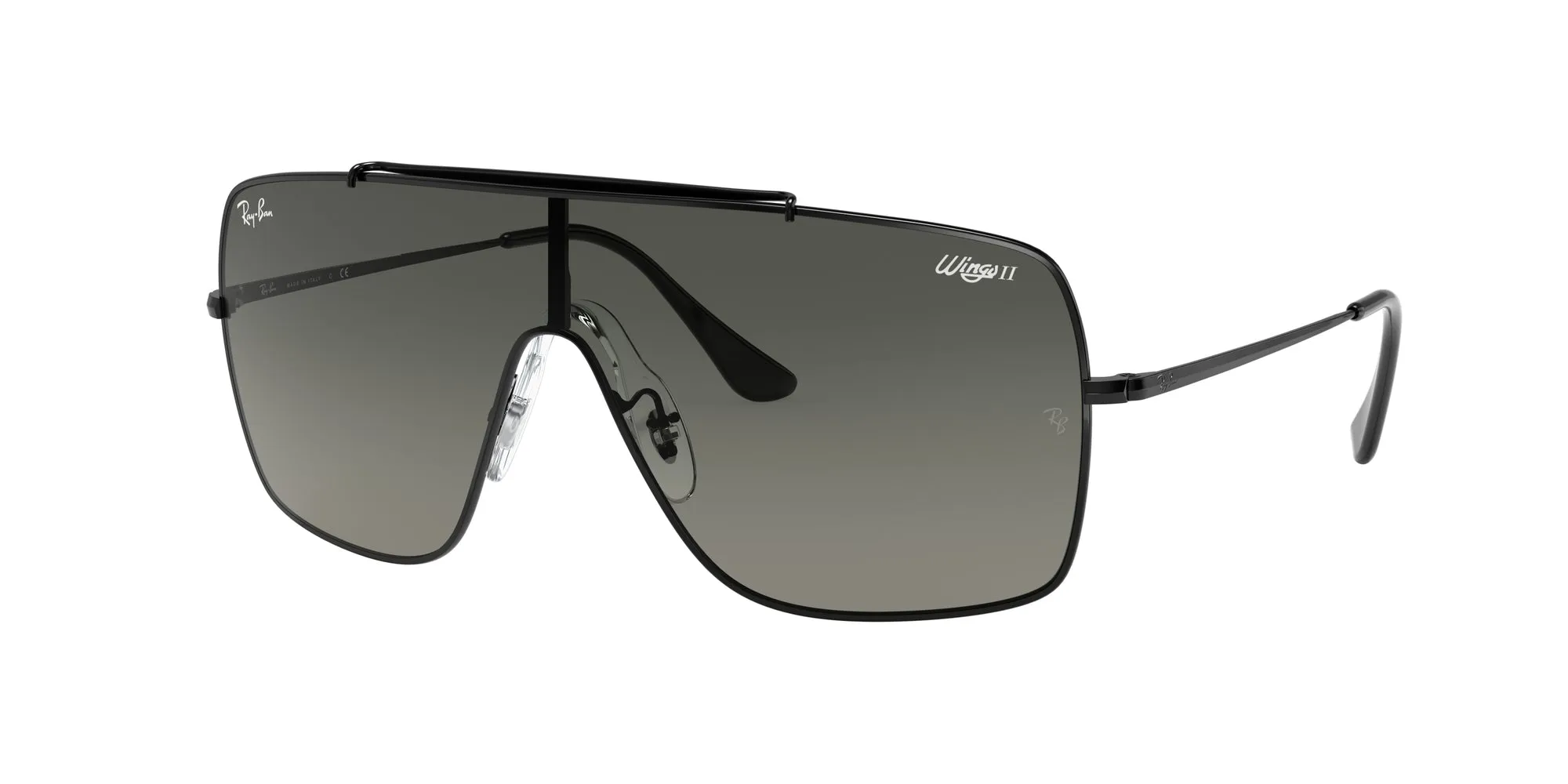 Ray - Ban RB3697 WINGS II 002/11 Occhiali da sole Metallo Nero Grigio Squadrata Normale Sfumato - immagine 1