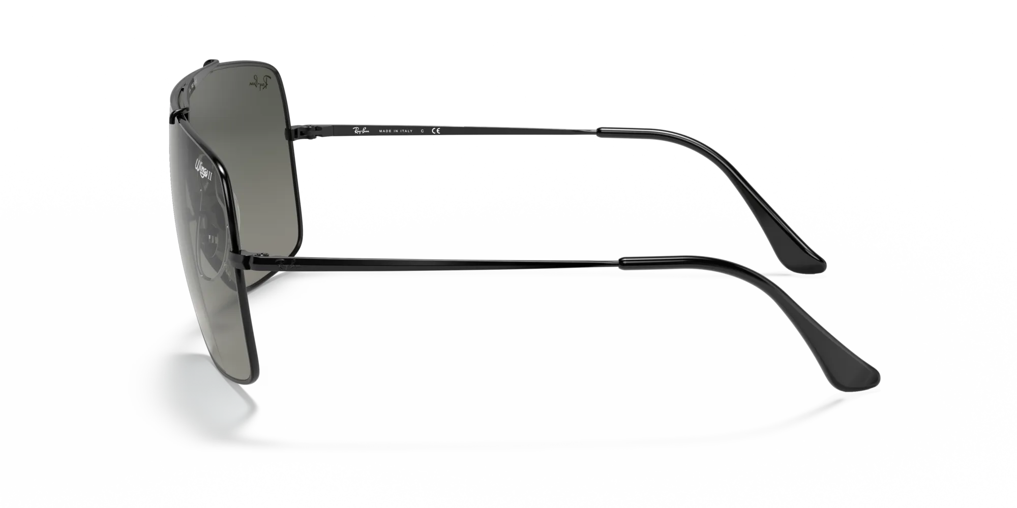 Ray - Ban RB3697 WINGS II 002/11 Occhiali da sole Metallo Nero Grigio Squadrata Normale Sfumato - immagine 4