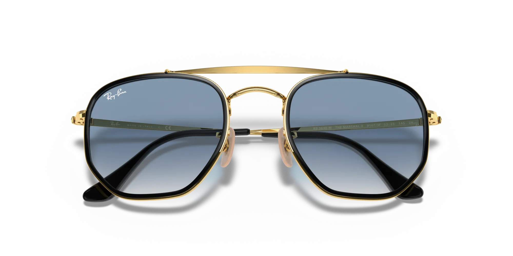 Ray - Ban RB3648M THE MARSHAL II 91673F Occhiali da sole Metallo Oro Blu Geometrica Normale Sfumato - immagine 2