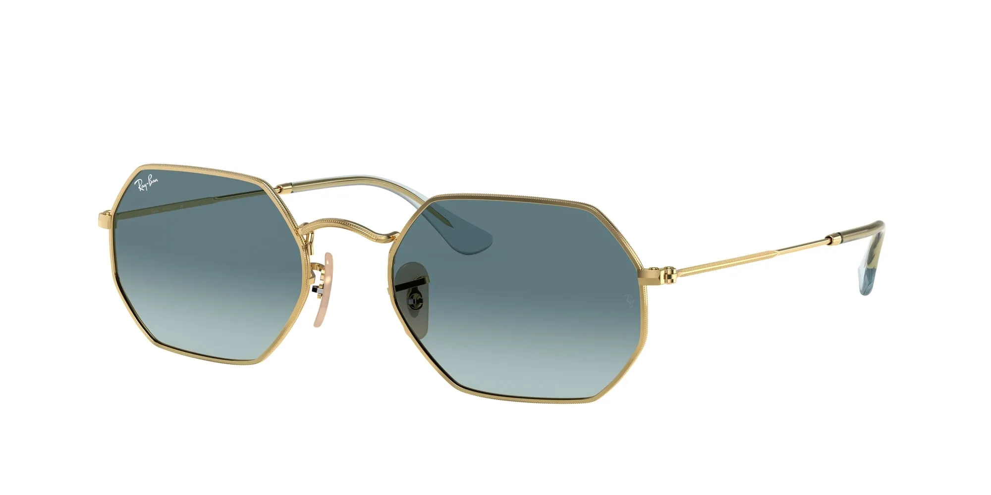 Ray - Ban RB3556N OCTAGONAL 91233M Occhiali da sole Metallo Oro Blu Geometrica Normale Sfumato - immagine 1