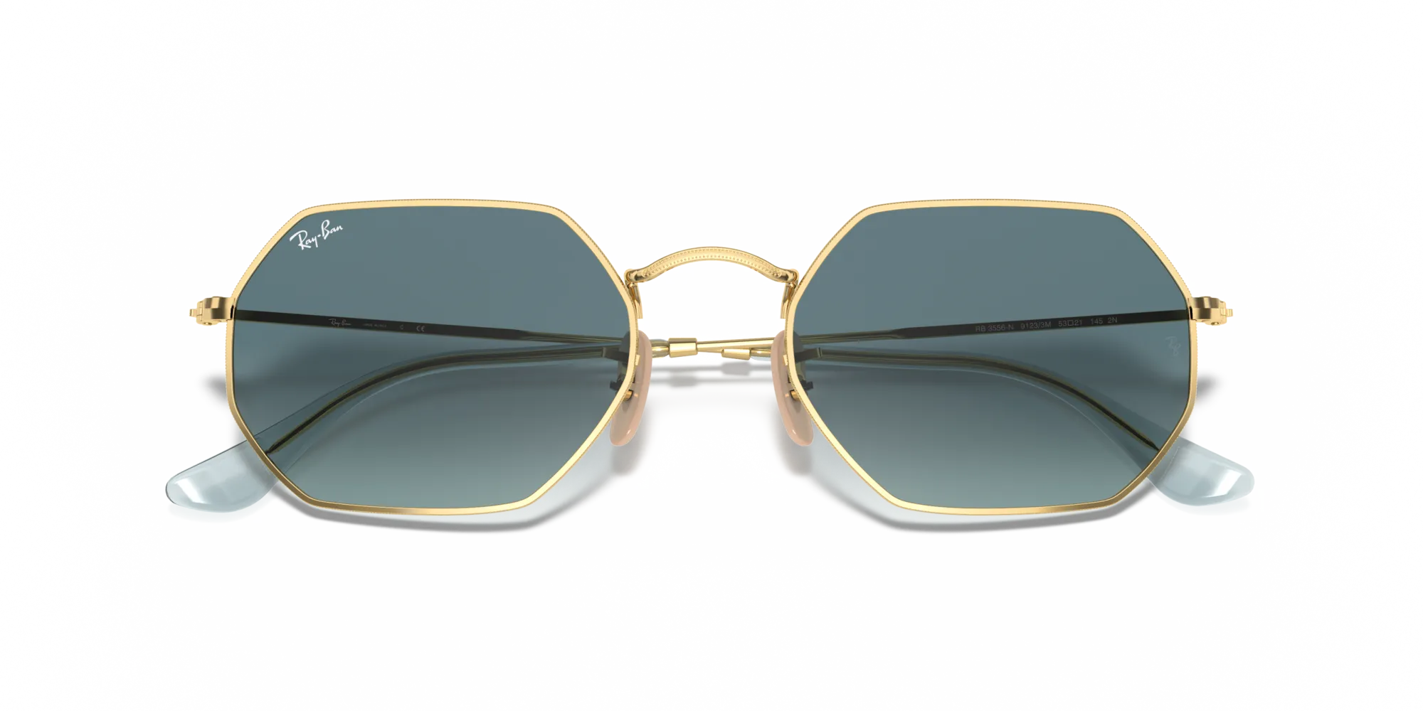 Ray - Ban RB3556N OCTAGONAL 91233M Occhiali da sole Metallo Oro Blu Geometrica Normale Sfumato - immagine 2