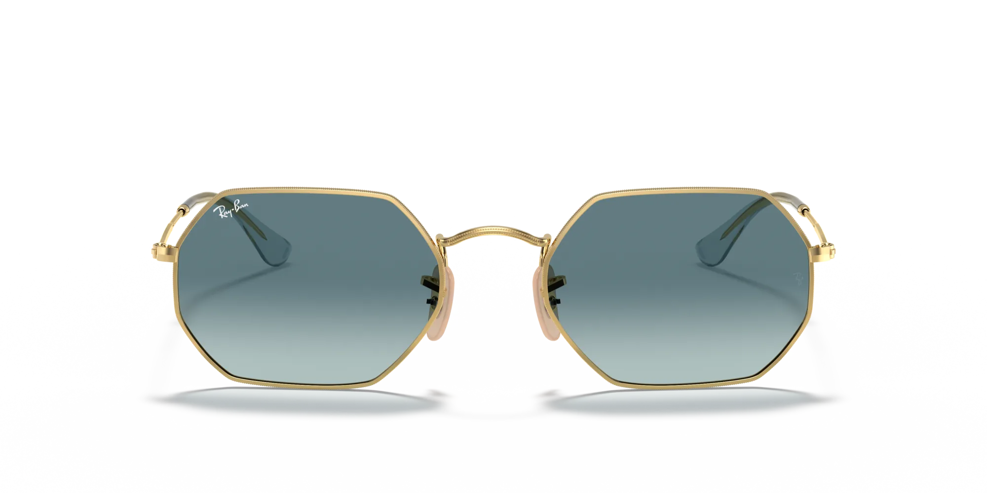 Ray - Ban RB3556N OCTAGONAL 91233M Occhiali da sole Metallo Oro Blu Geometrica Normale Sfumato - immagine 3