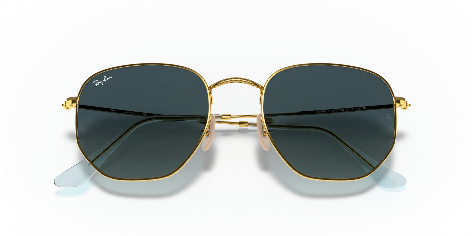 Ray - Ban RB3548N HEXAGONAL 91233M Occhiali da sole Metallo Oro Blu Geometrica Normale - immagine 2