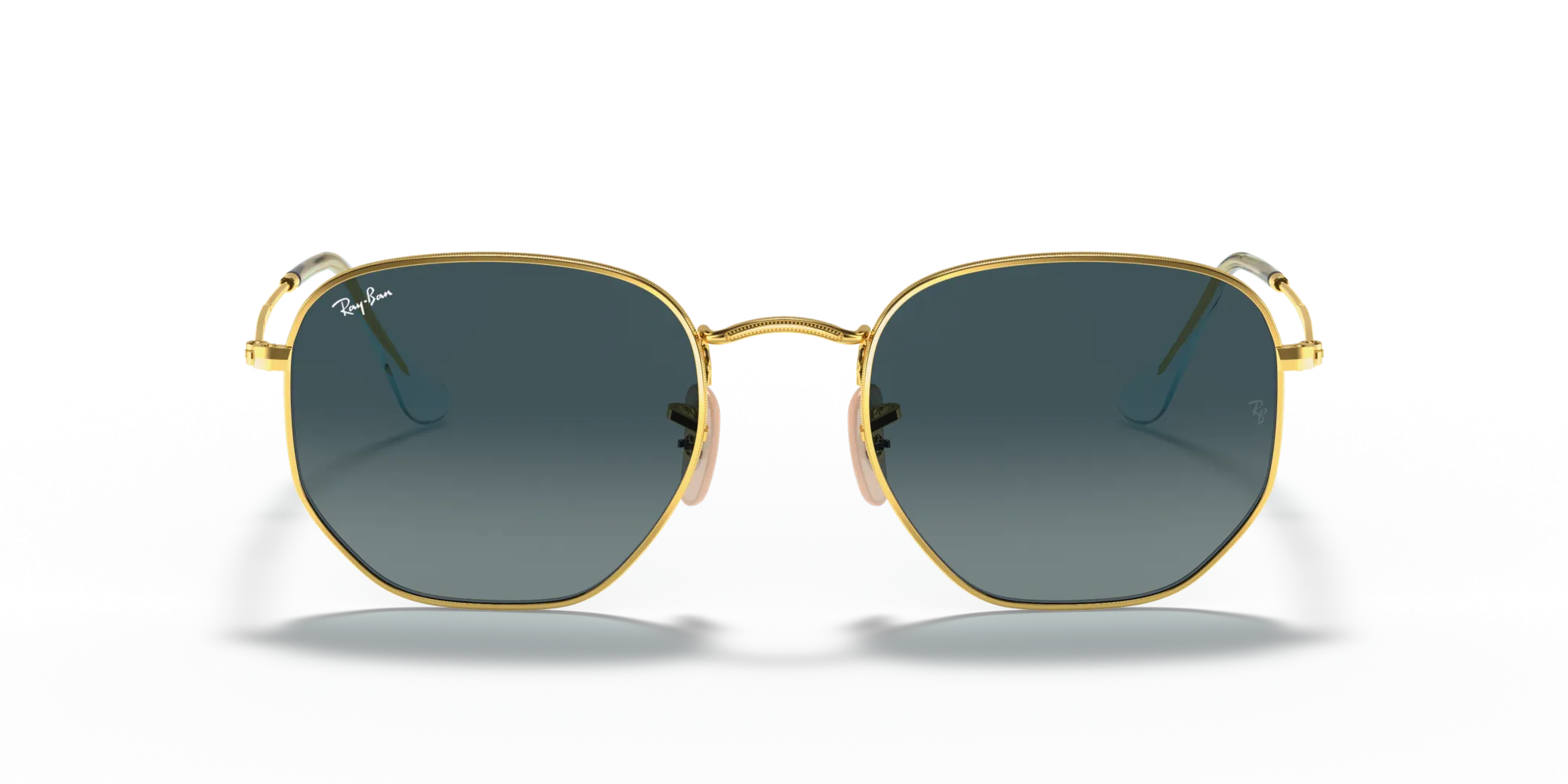 Ray - Ban RB3548N HEXAGONAL 91233M Occhiali da sole Metallo Oro Blu Geometrica Normale - immagine 3